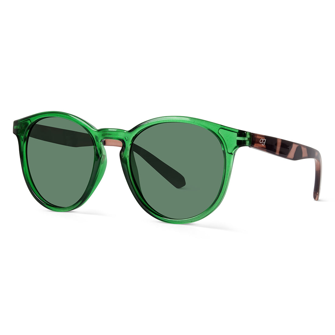 Radon Green Polarized Round Sunglasses