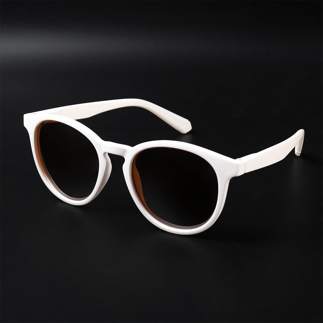 Radon White Polarized Round Sunglasses
