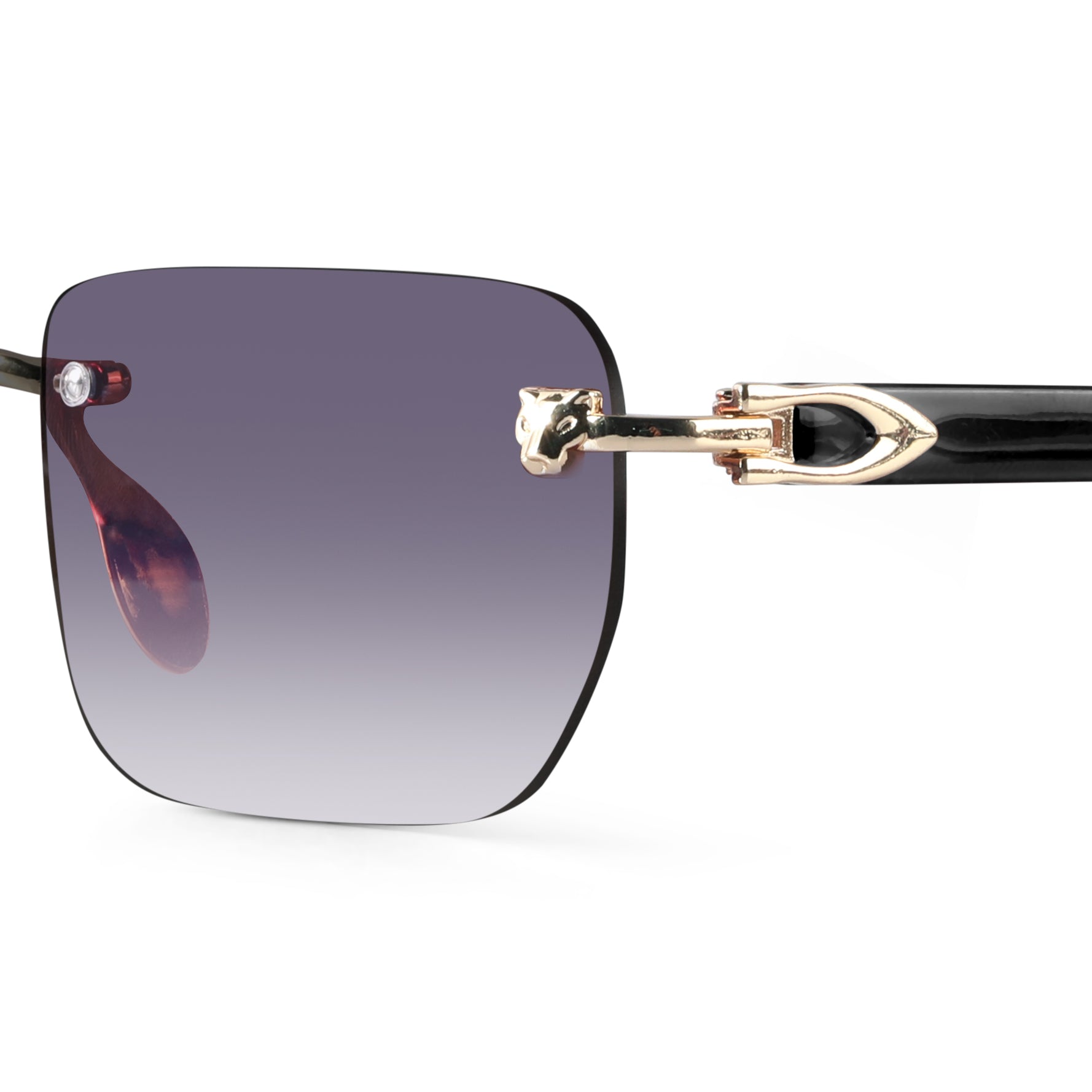 Raze Golden Rimless Rectangle Sunglasses