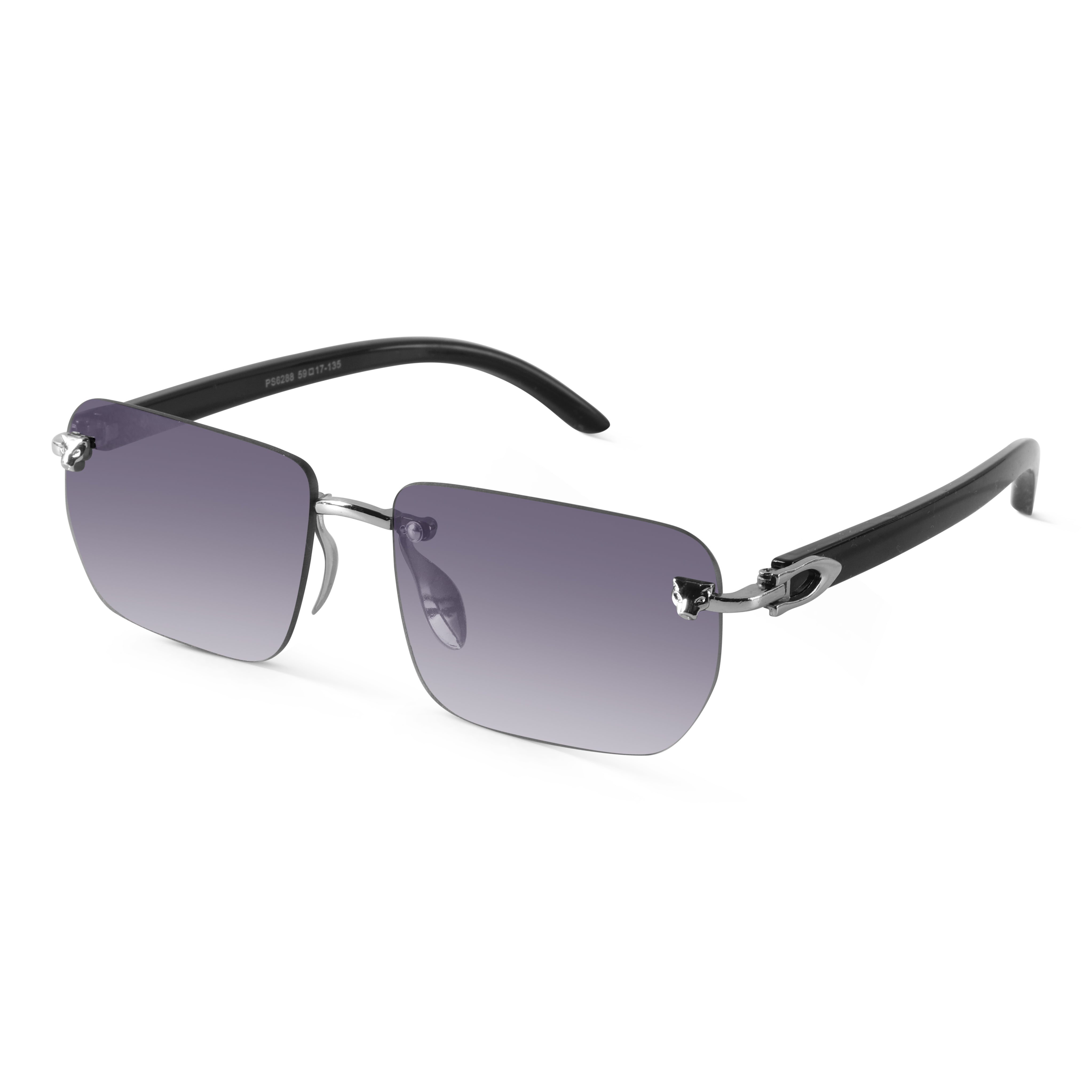 Raze Silver Rimless Rectangle Sunglasses