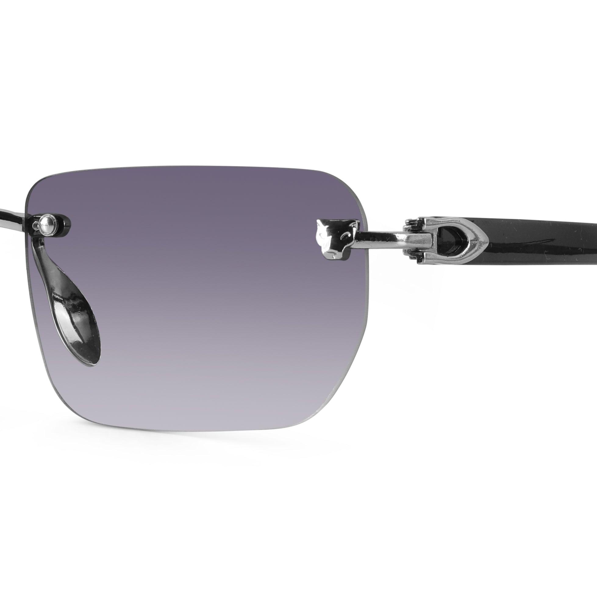 Raze Silver Rimless Rectangle Sunglasses