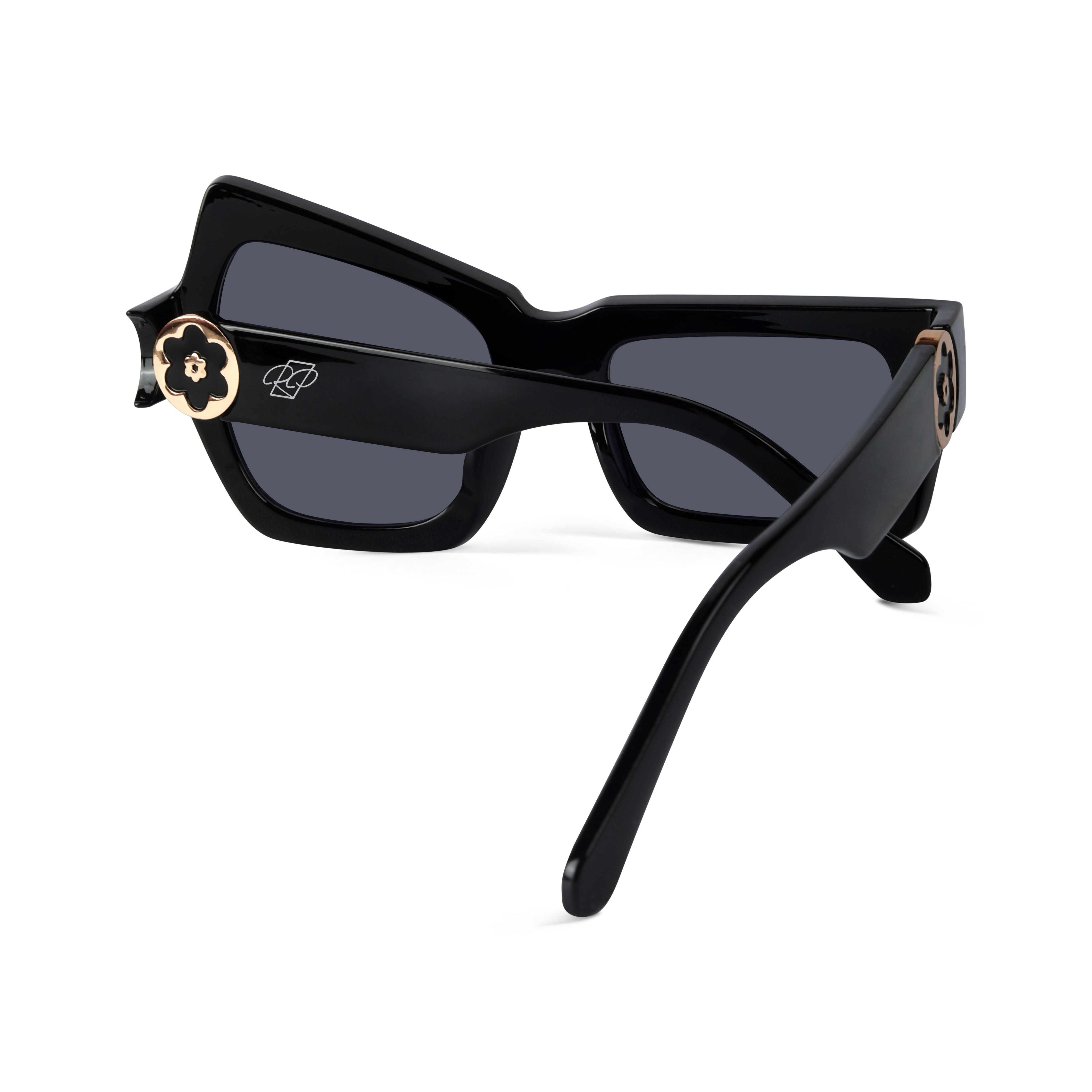 Aurify Black Asymmetrical Sunglasses