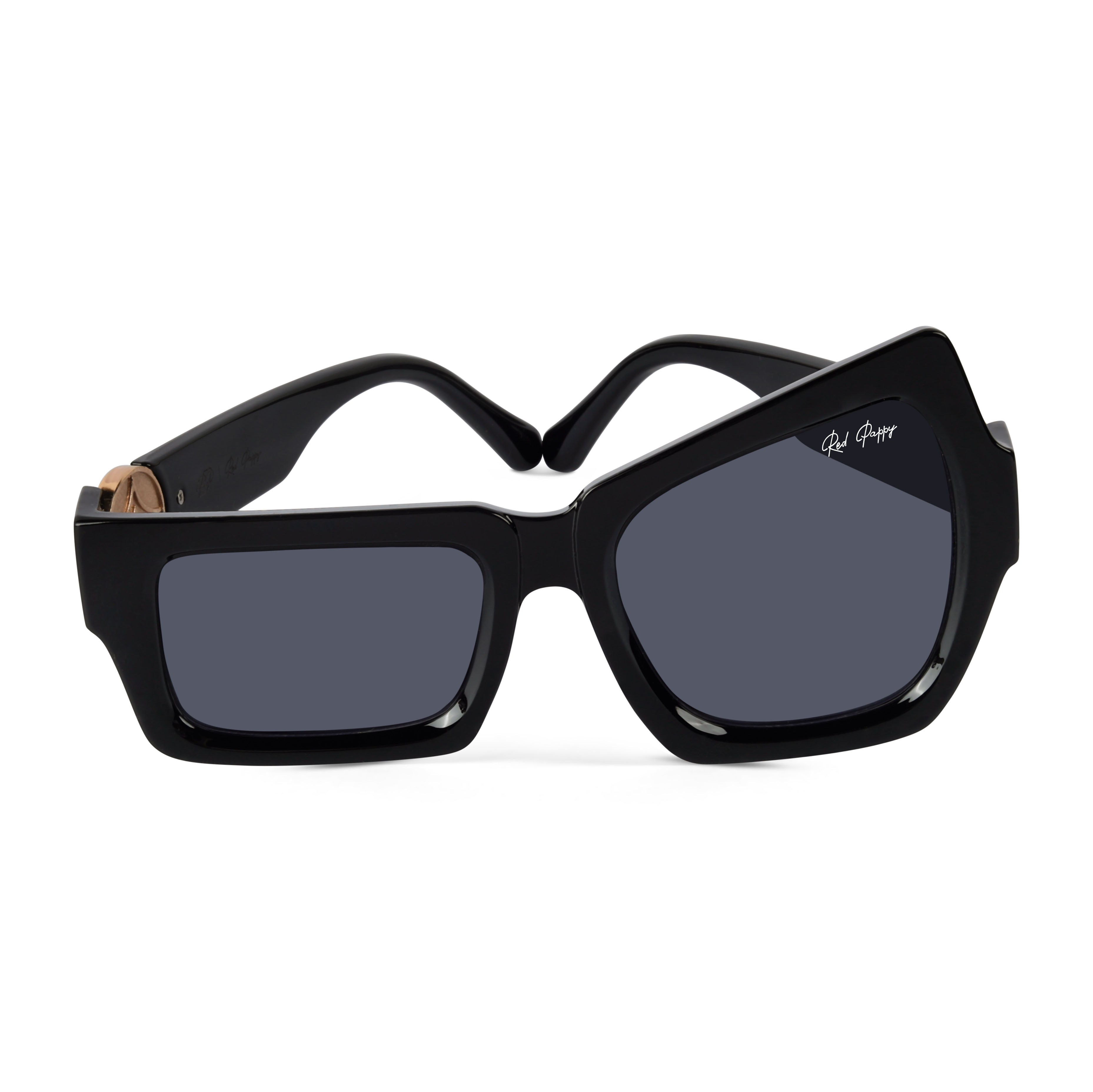 Aurify Black Asymmetrical Sunglasses