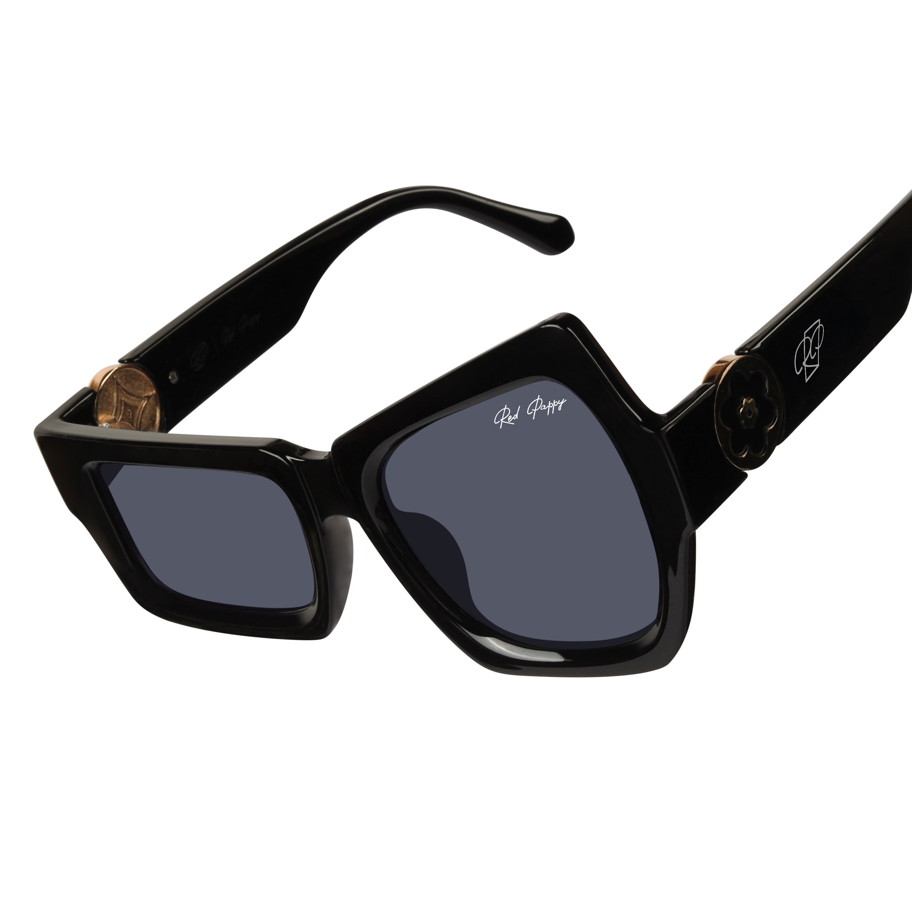 Aurify Black Asymmetrical Sunglasses