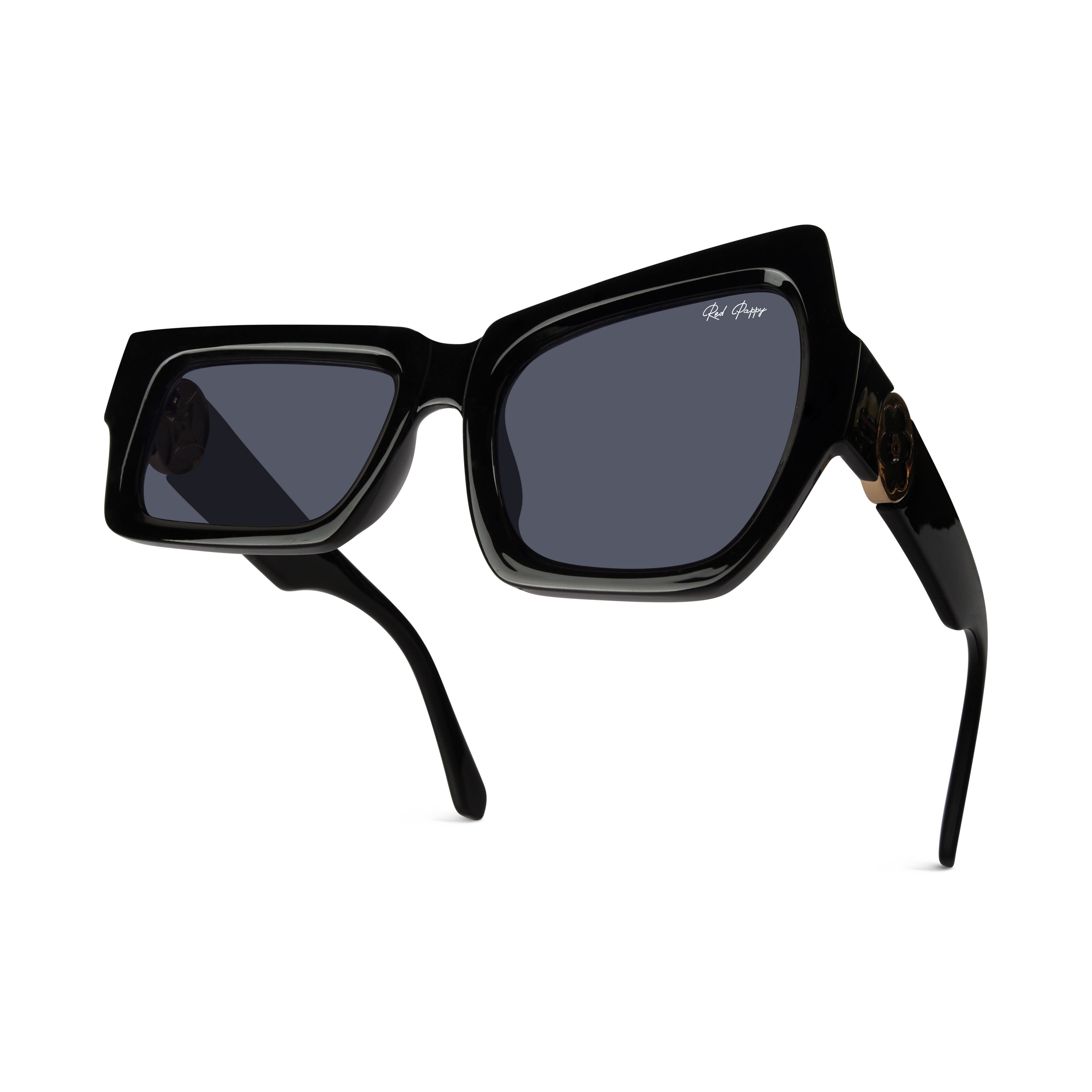 Aurify Black Asymmetrical Sunglasses