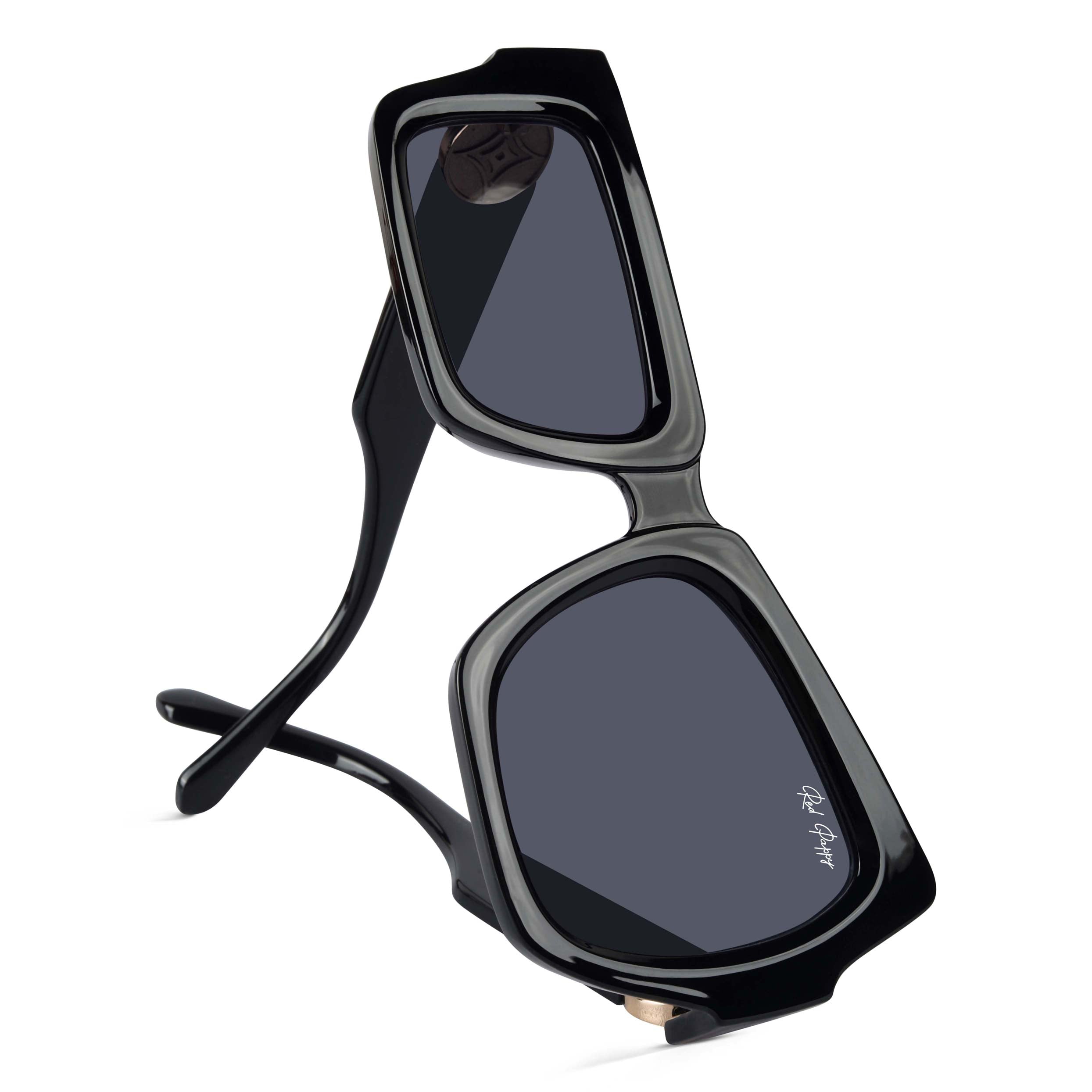 Aurify Black Asymmetrical Sunglasses