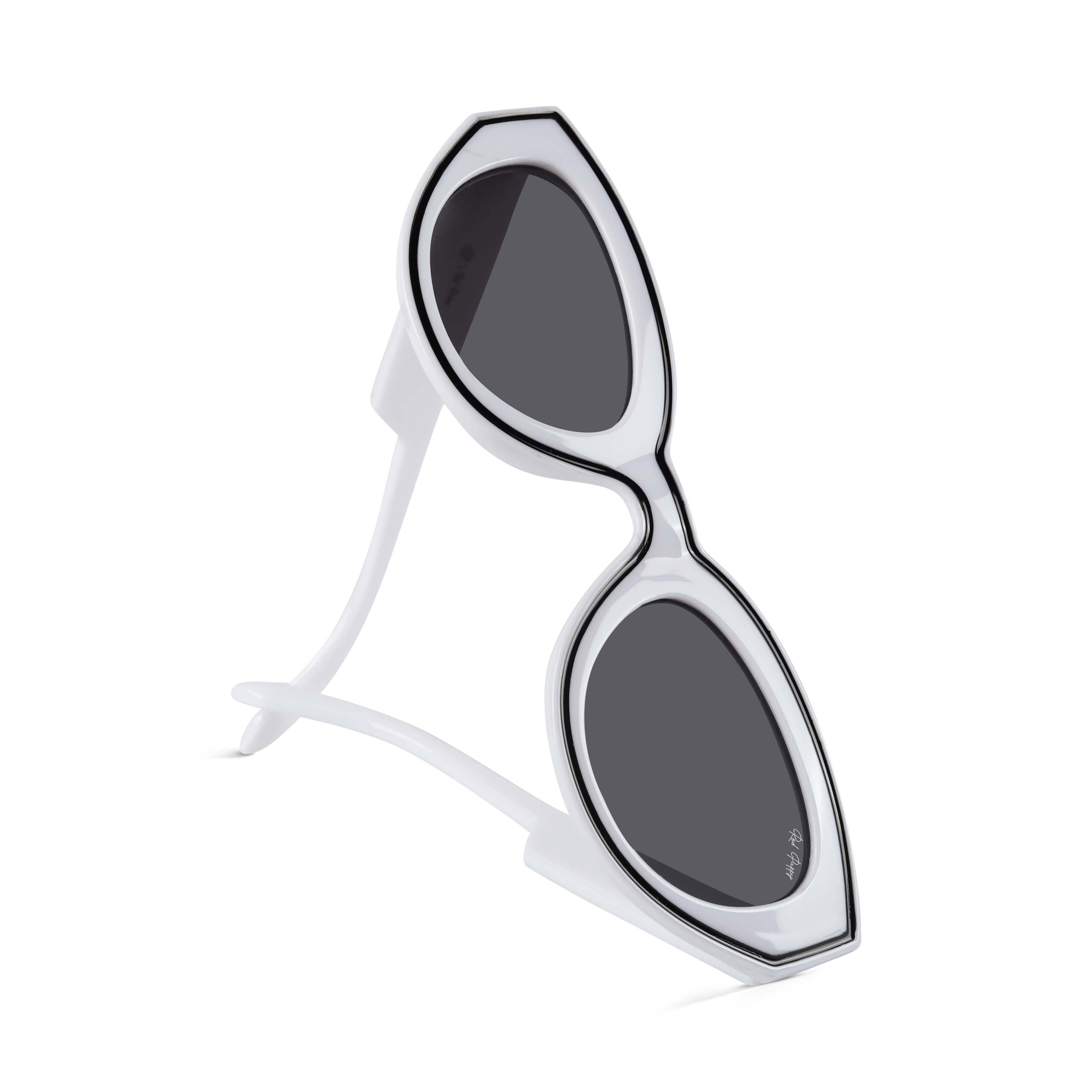 Chronon White Rectangle Sunglasses