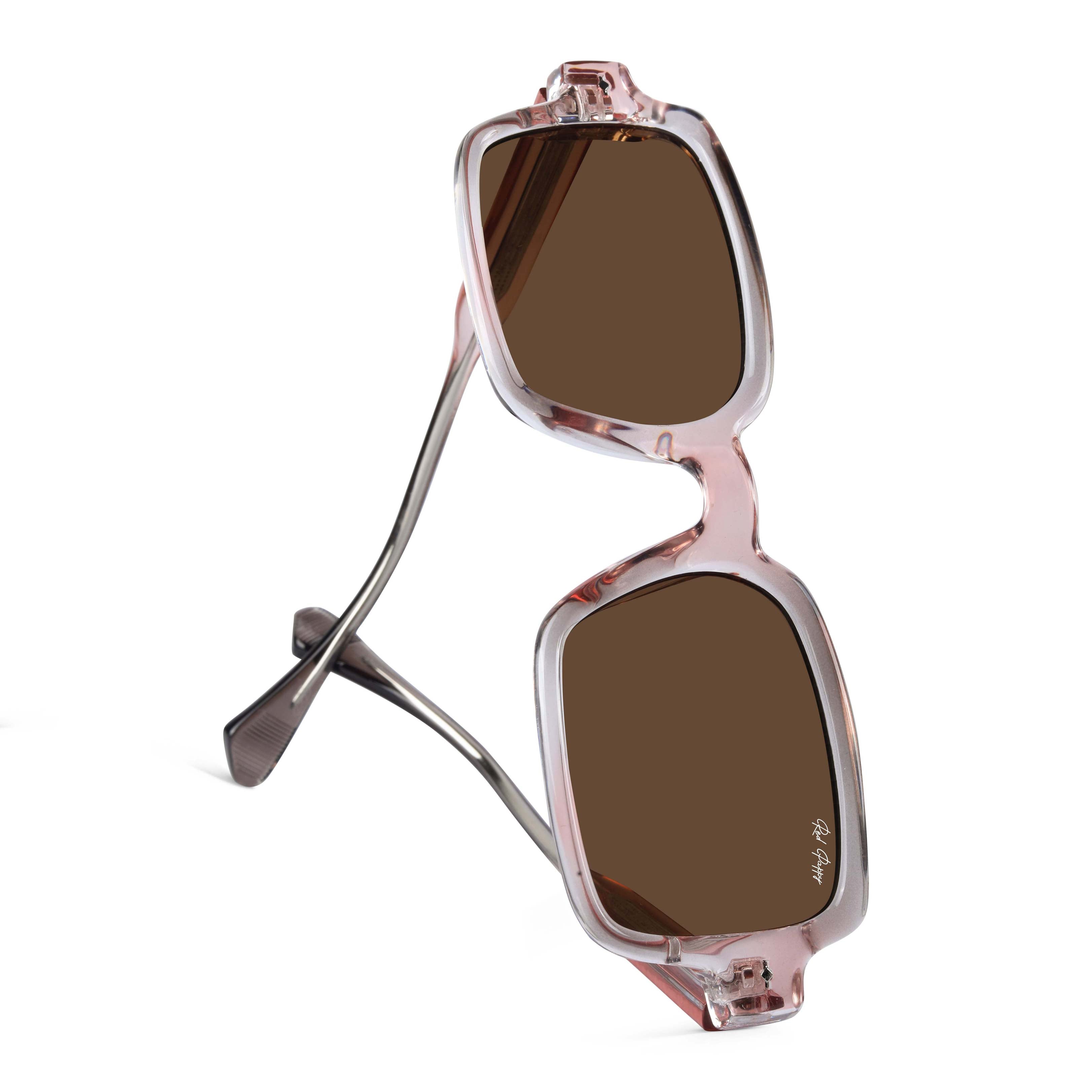 Crescendo Peach Rectangle Sunglasses