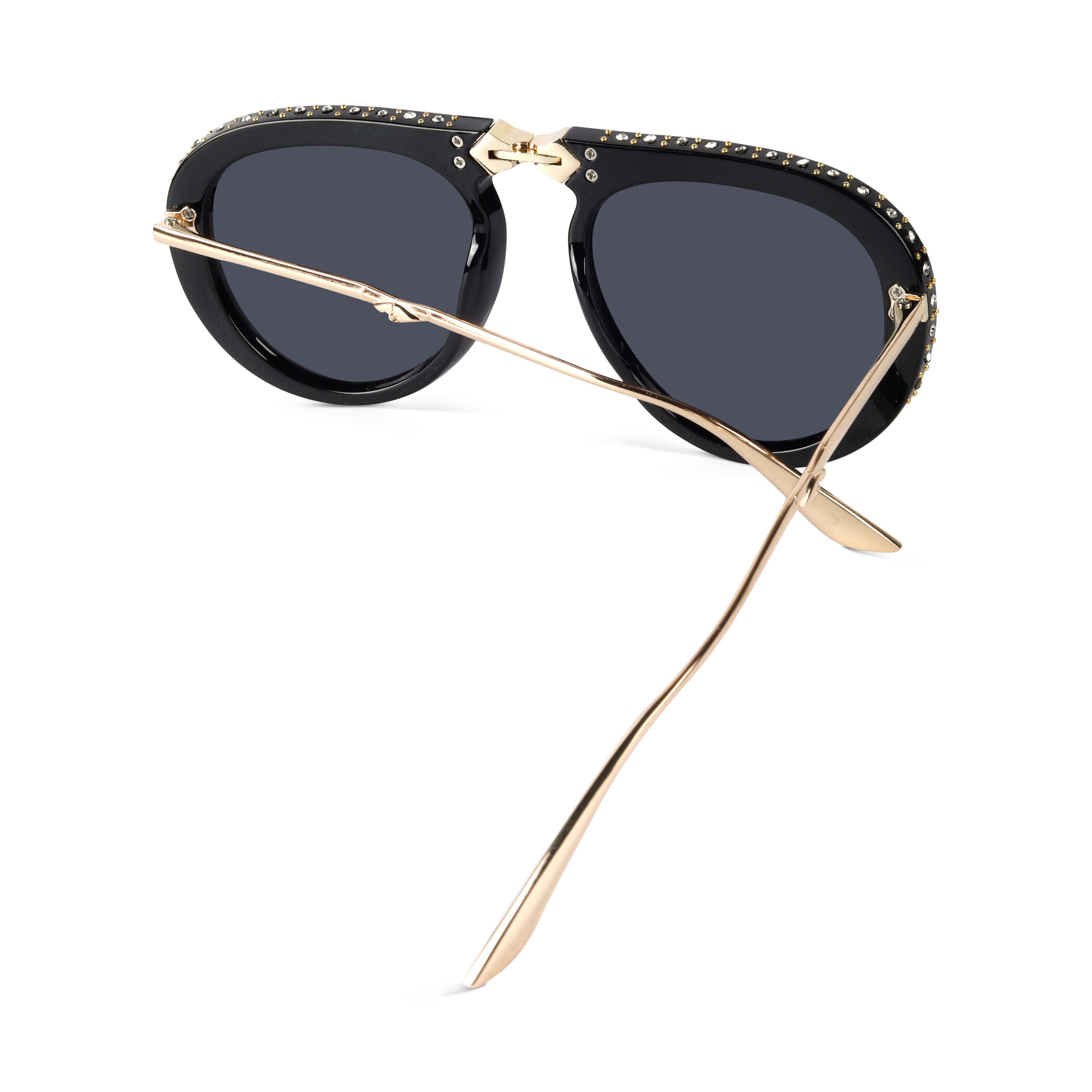 Crystara Black Aviator Sunglasses