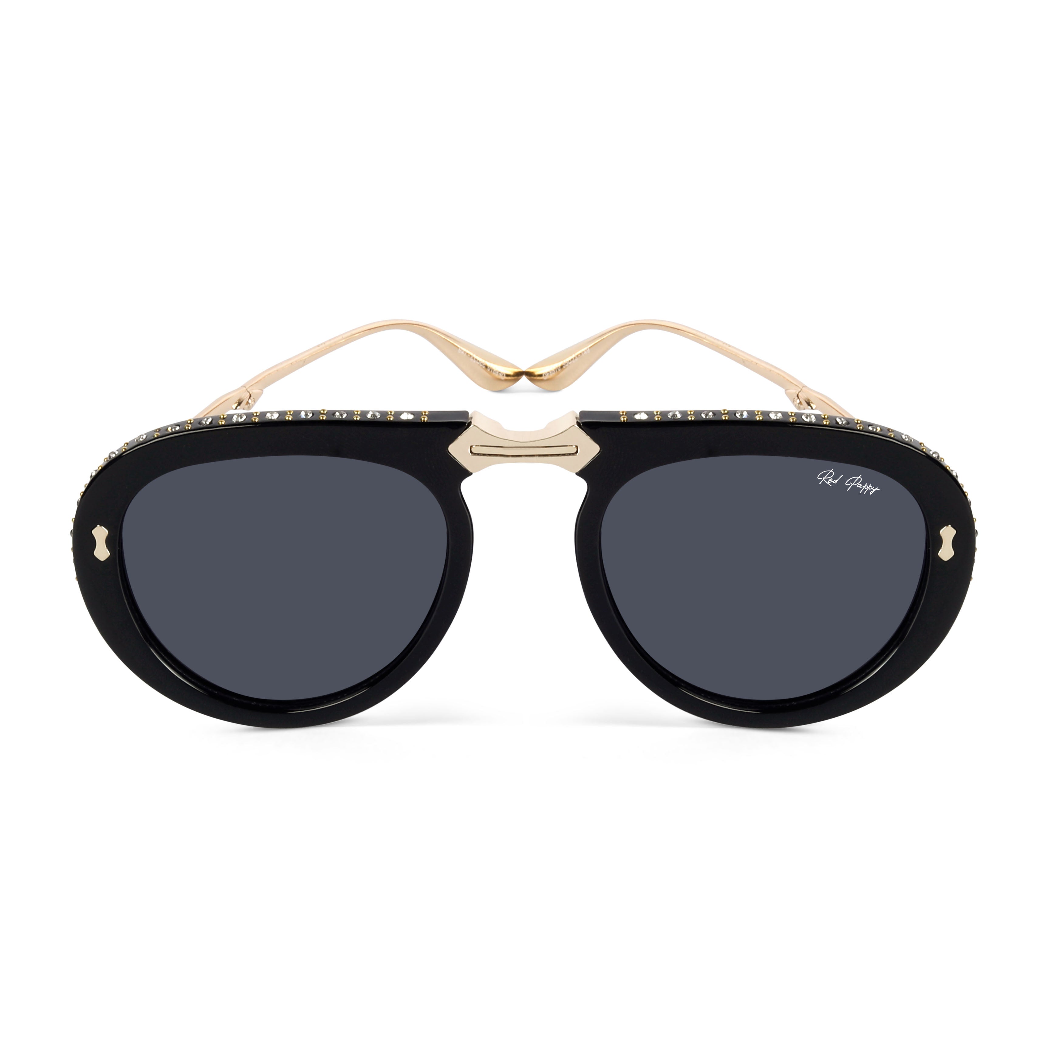 Crystara Black Aviator Sunglasses