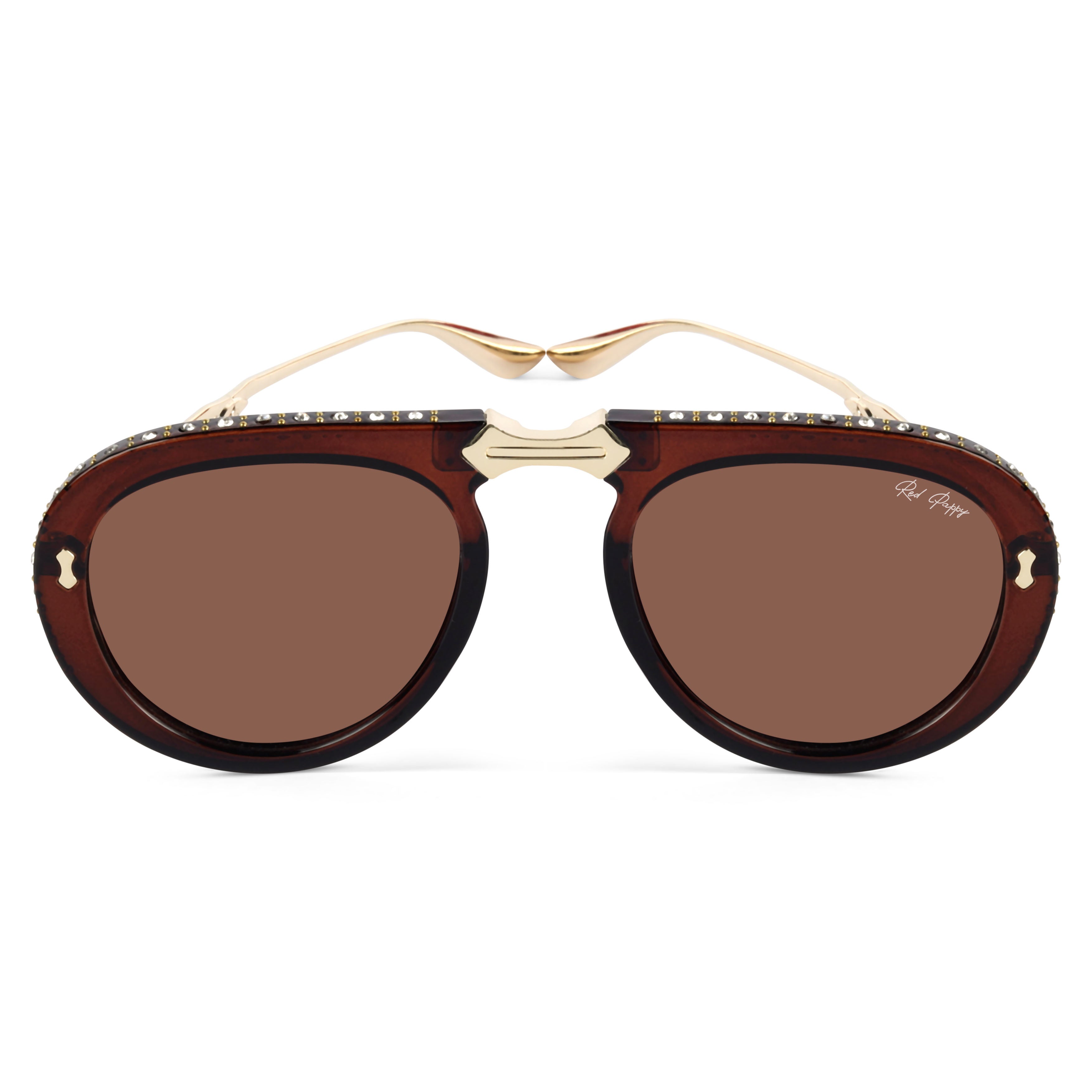 Crystara Brown Aviator Sunglasses