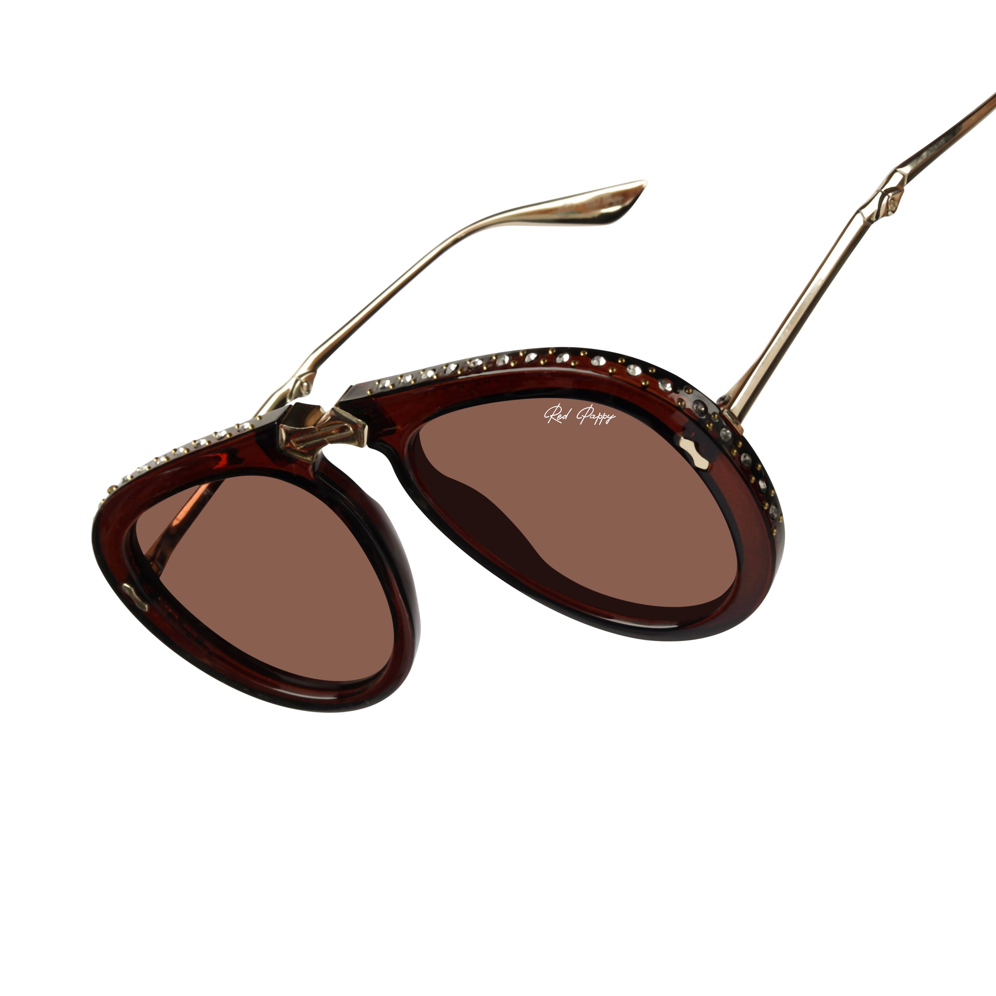 Crystara Brown Aviator Sunglasses