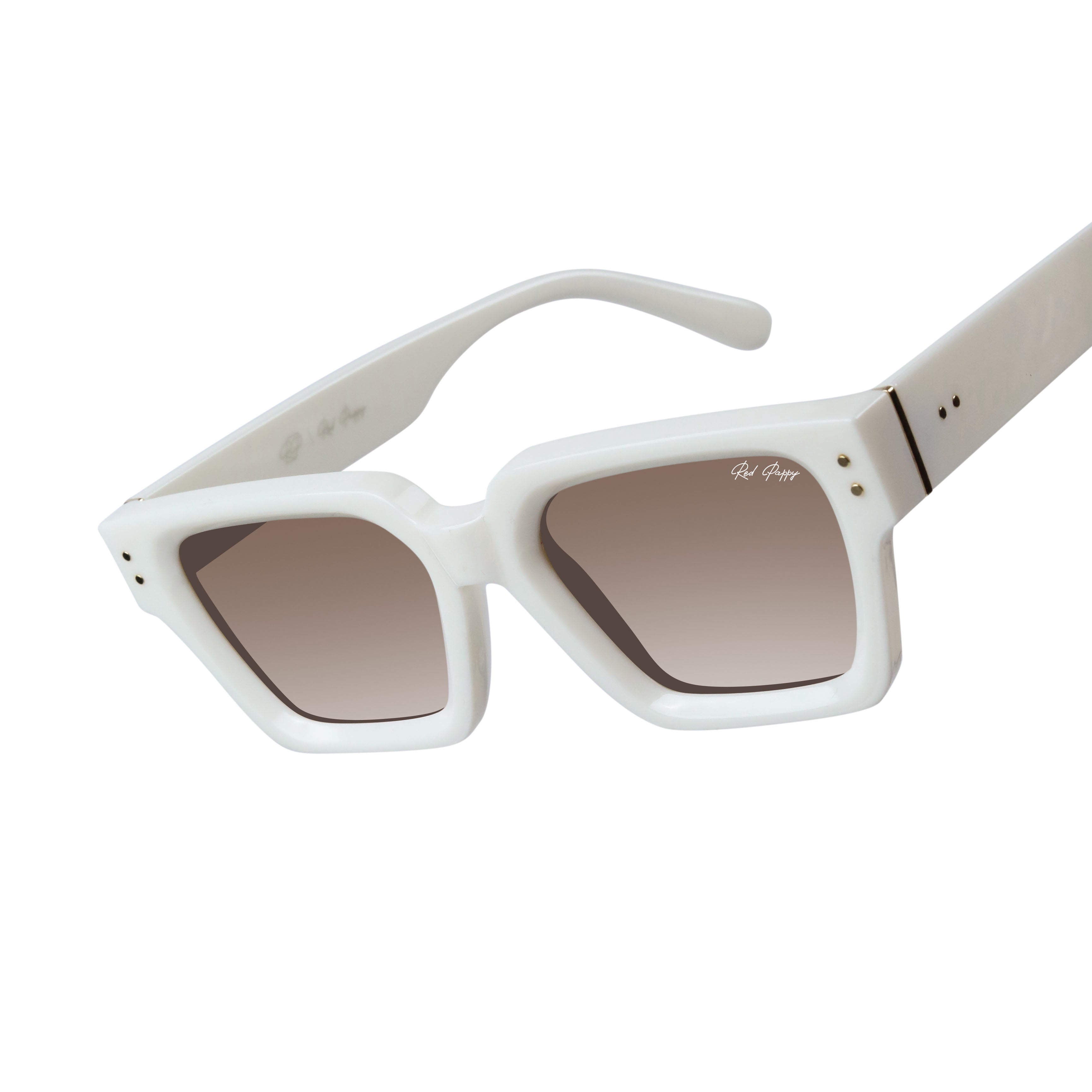 Drex White Square Sunglasses