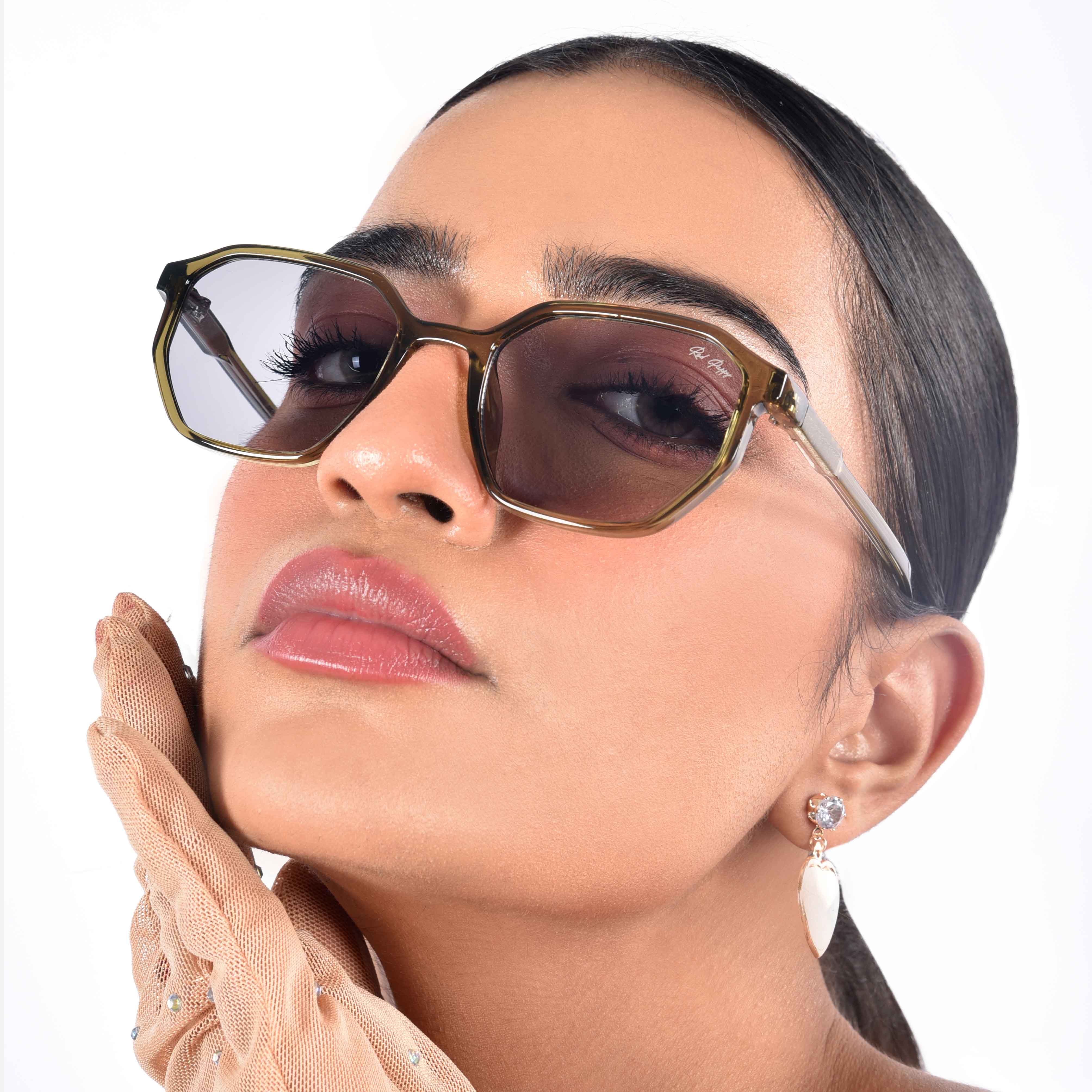 Fable Olive Hexagonal Sunglasses