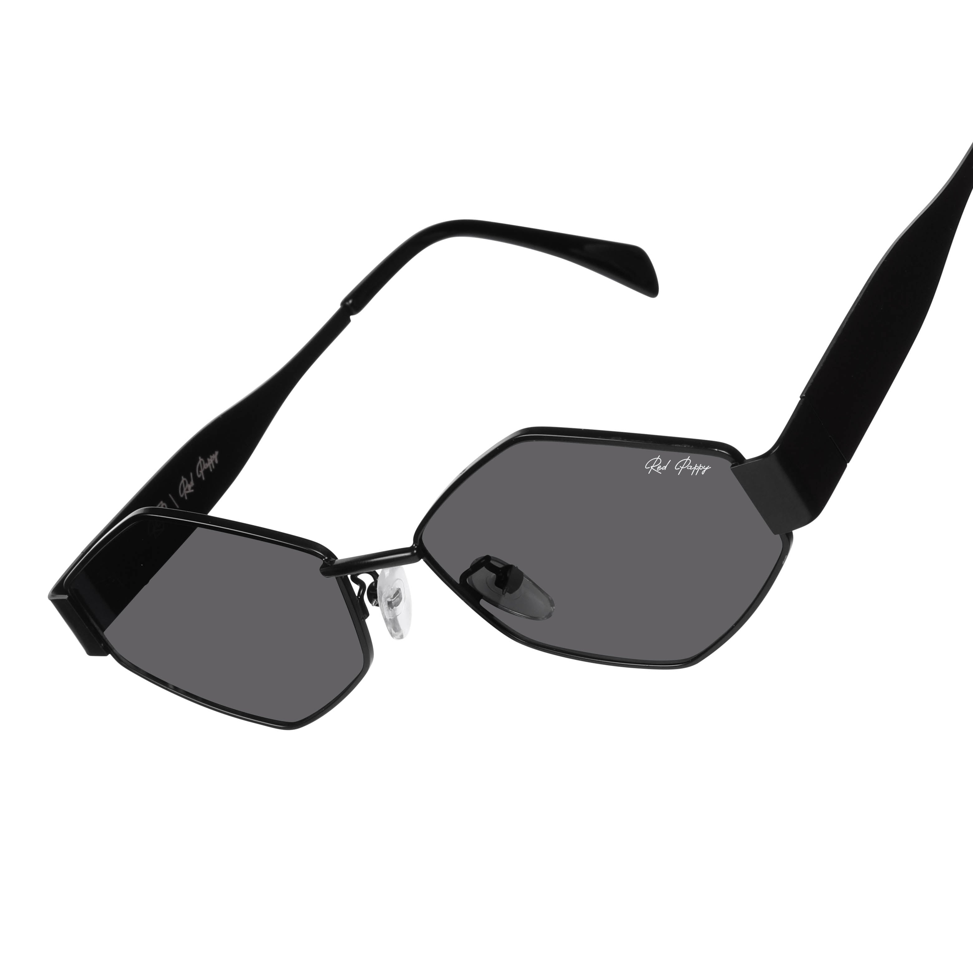 Fantasy Black Hexagonal Sunglasses