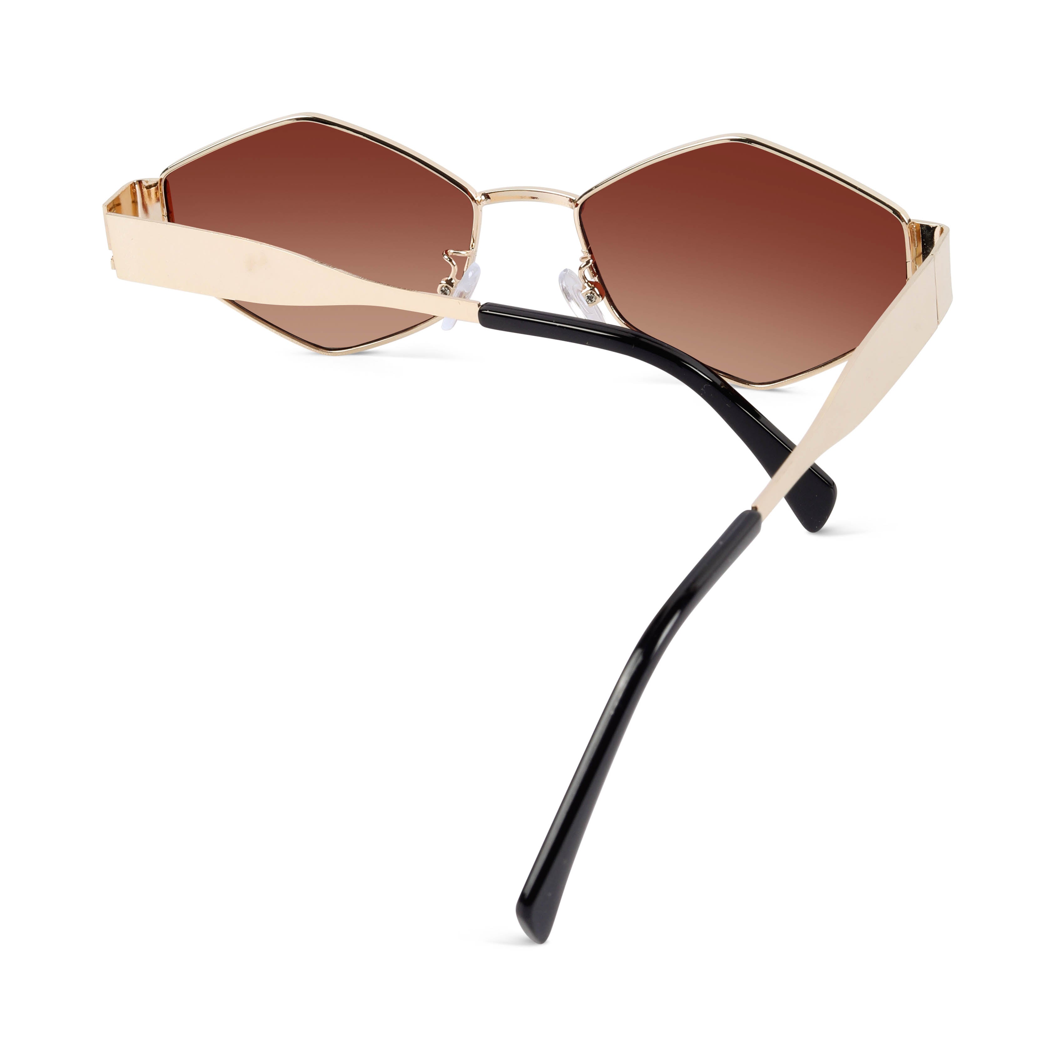 Fantasy Brown Hexagonal Sunglasses