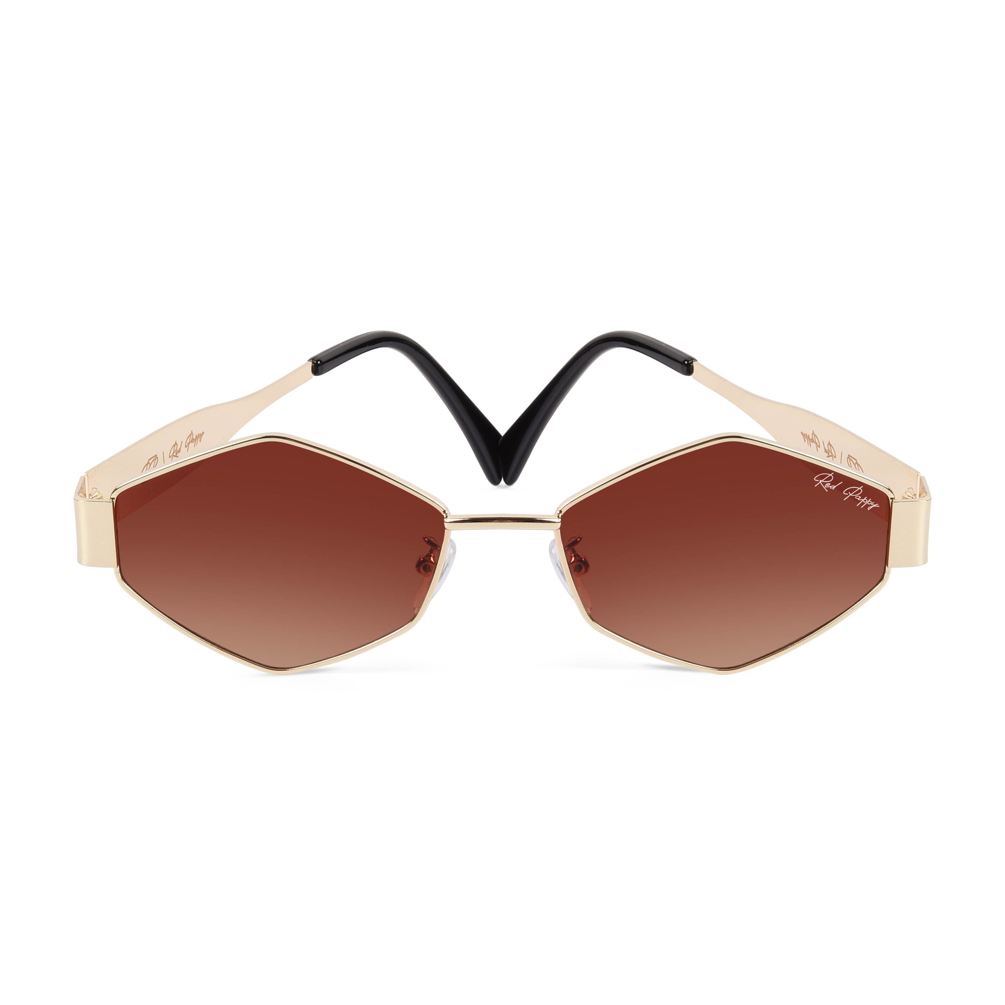 Fantasy Brown Hexagonal Sunglasses