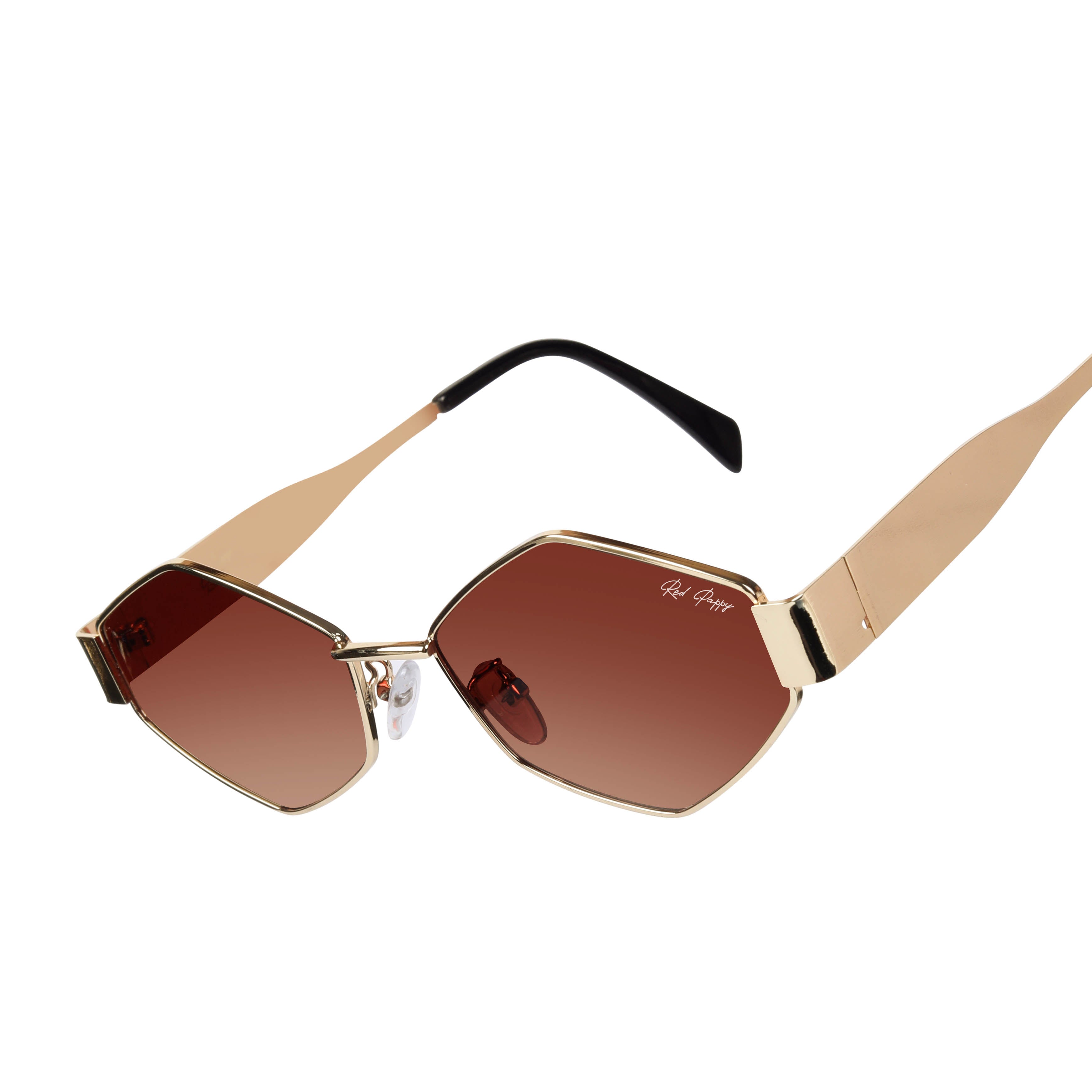 Fantasy Brown Hexagonal Sunglasses