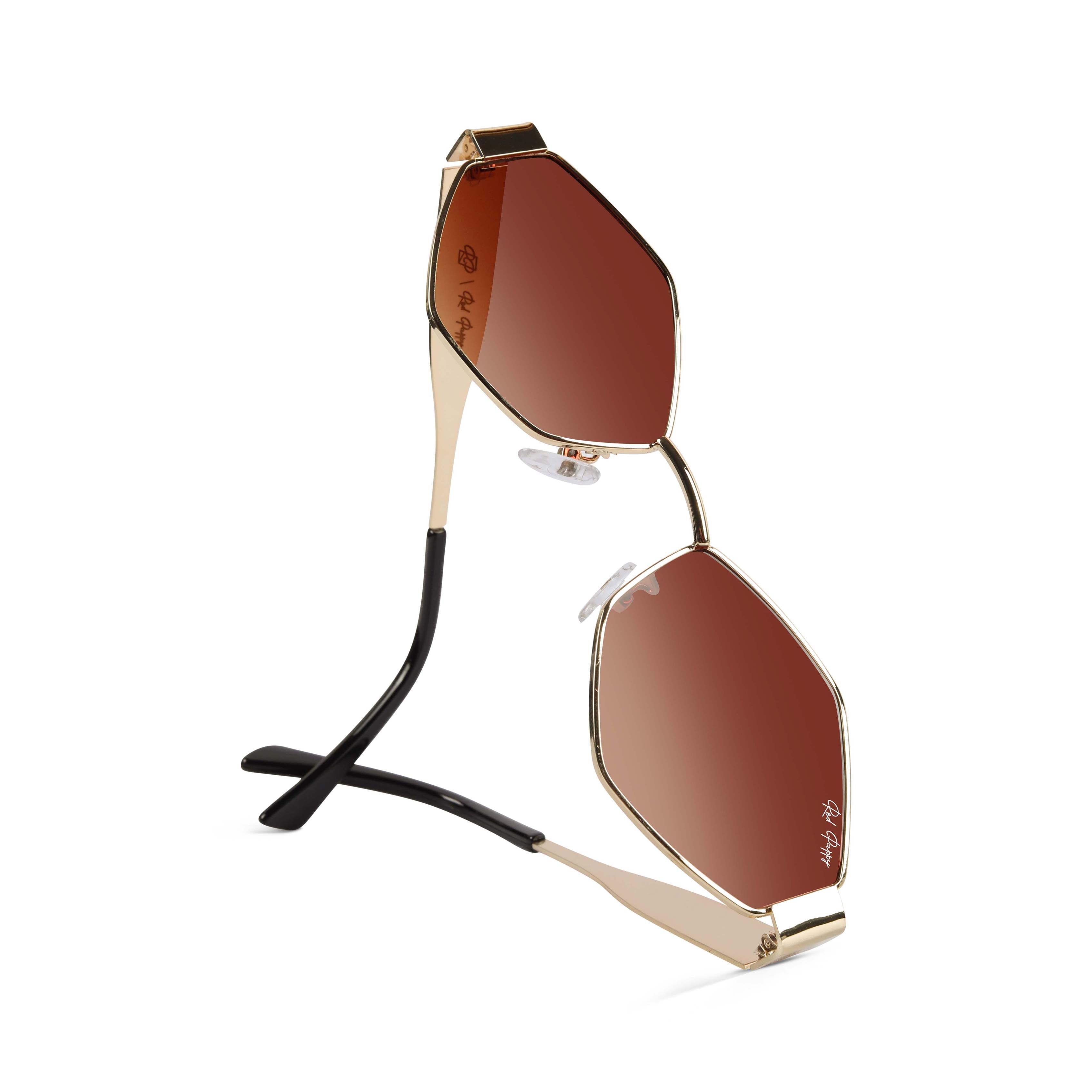 Fantasy Brown Hexagonal Sunglasses