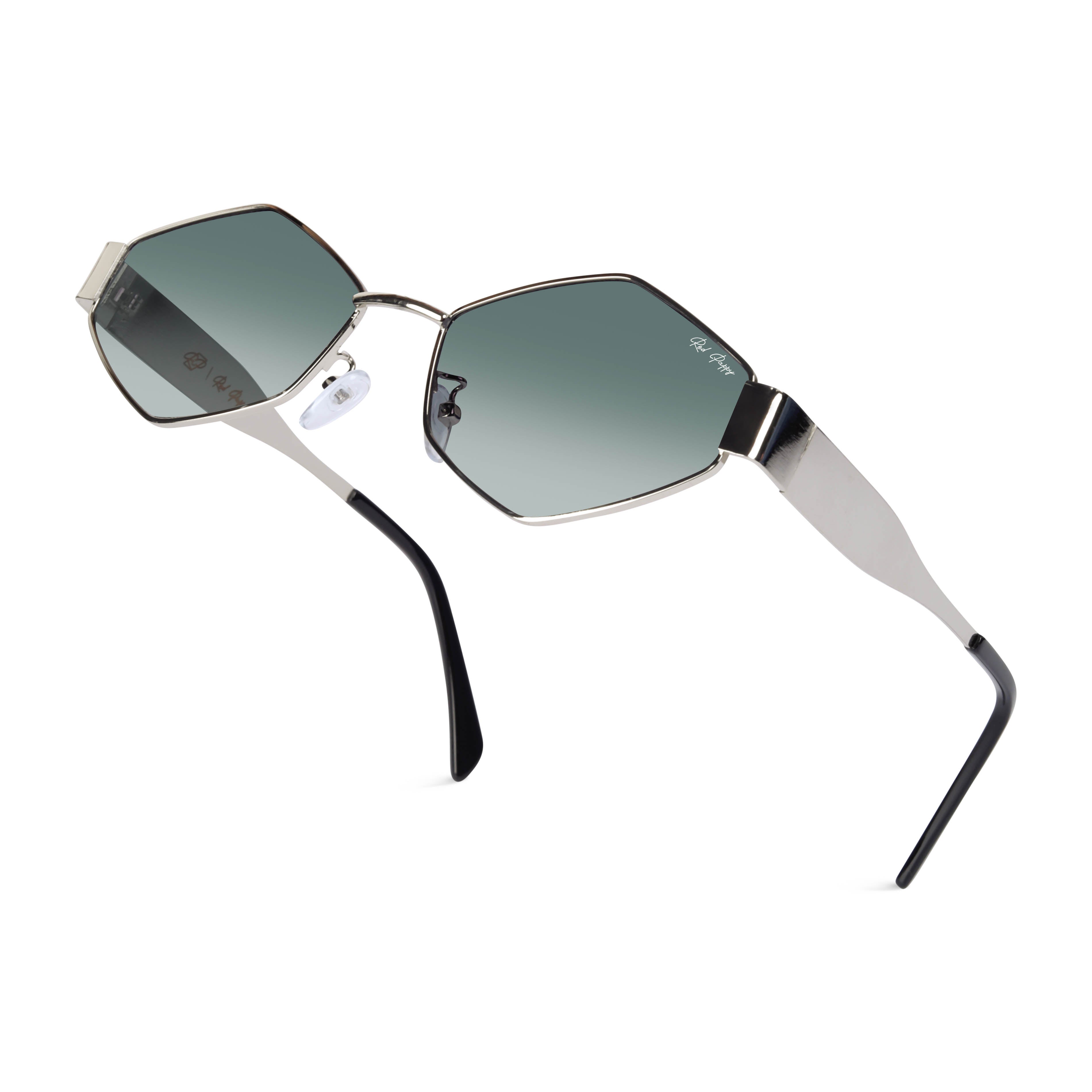 Fantasy Green Hexagonal Sunglasses