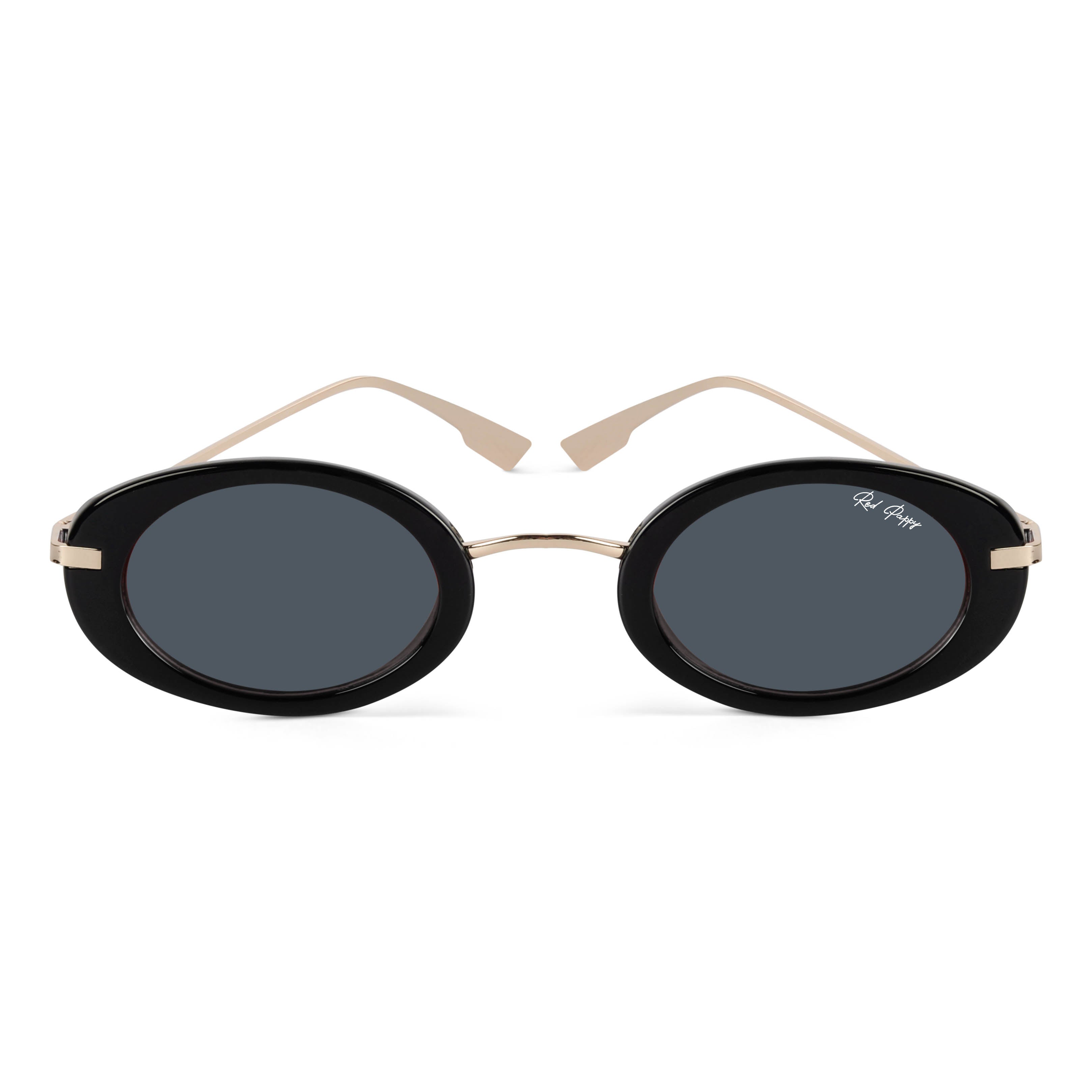 Fluxo Black Oval Sunglasses