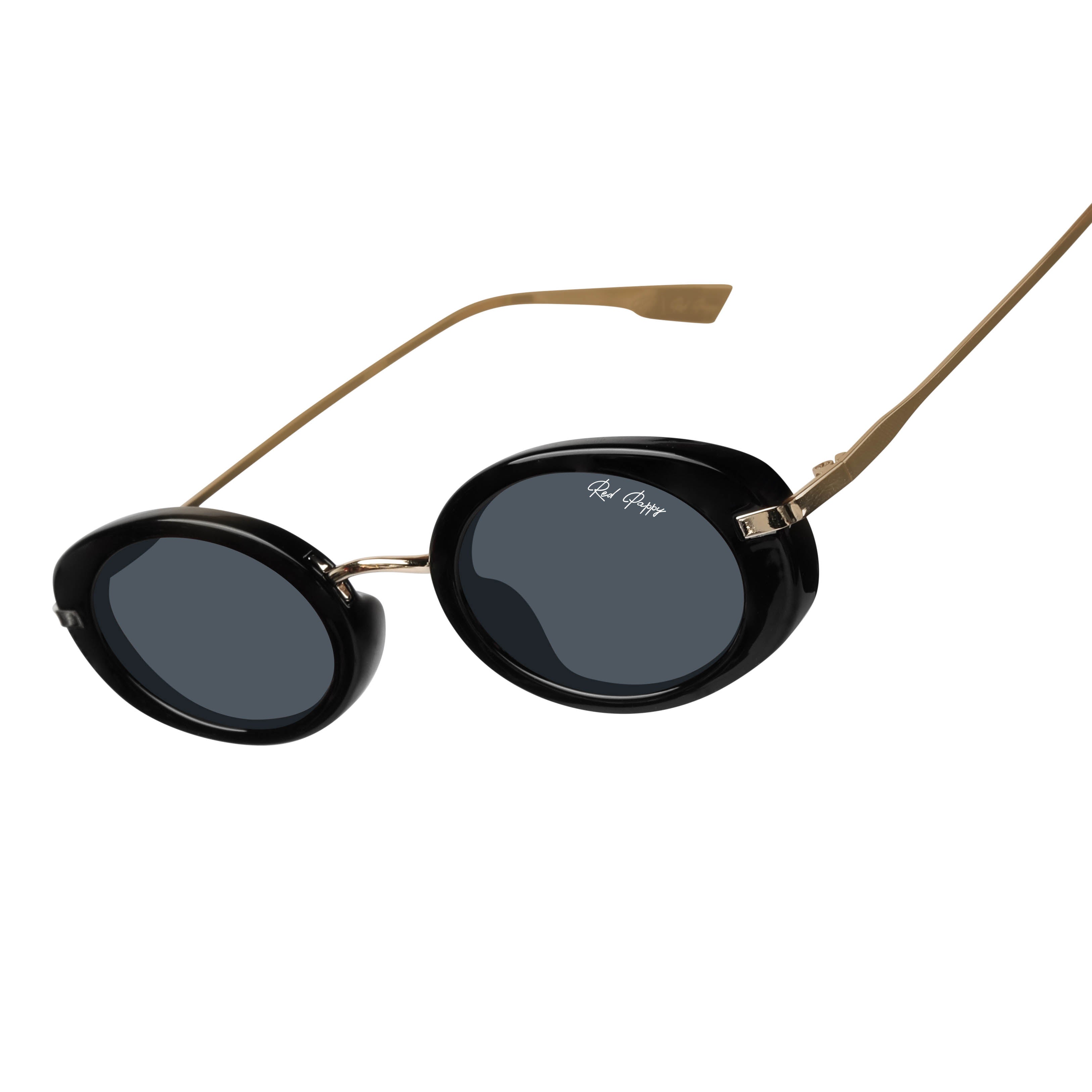 Fluxo Black Oval Sunglasses