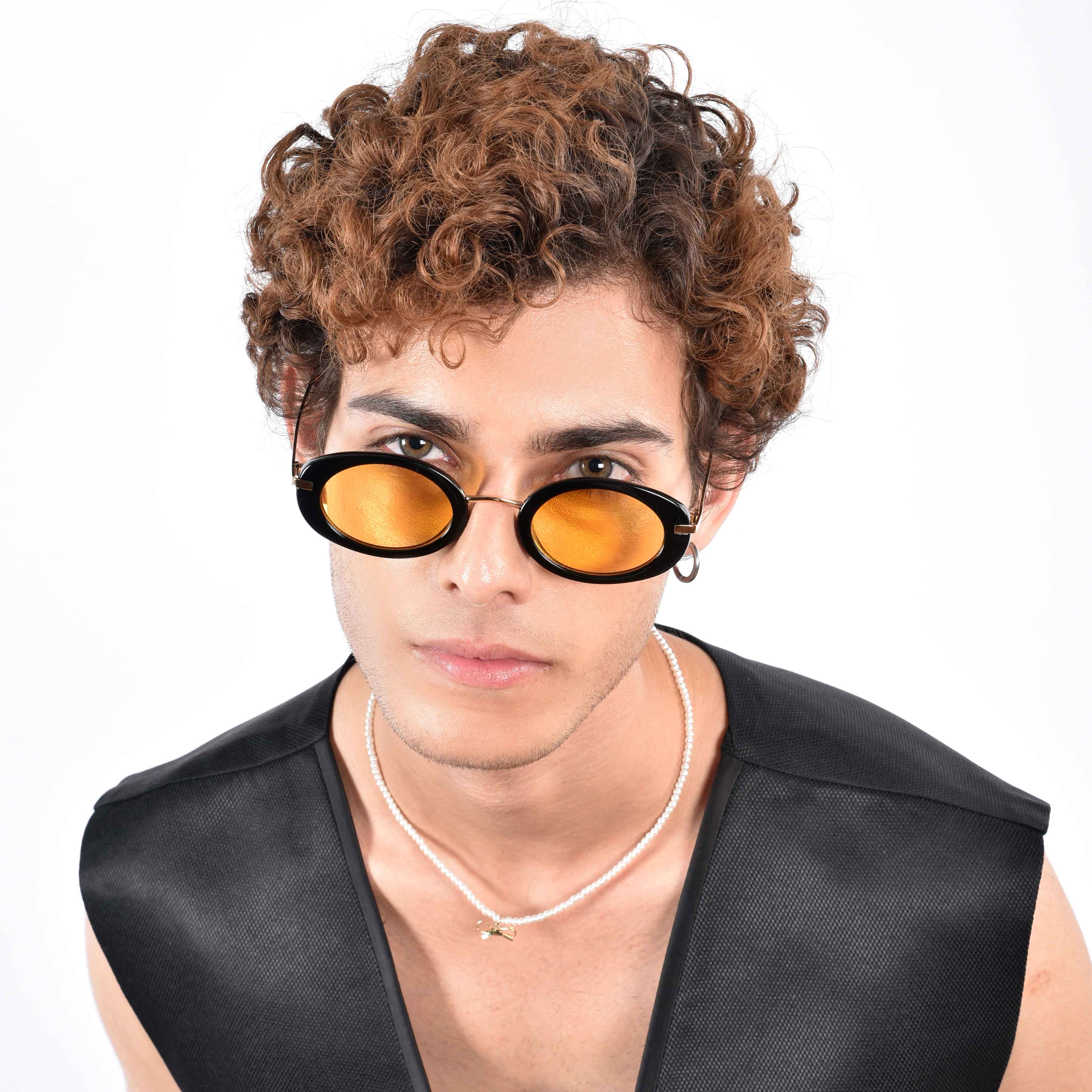 Fluxo Yellow Oval Sunglasses