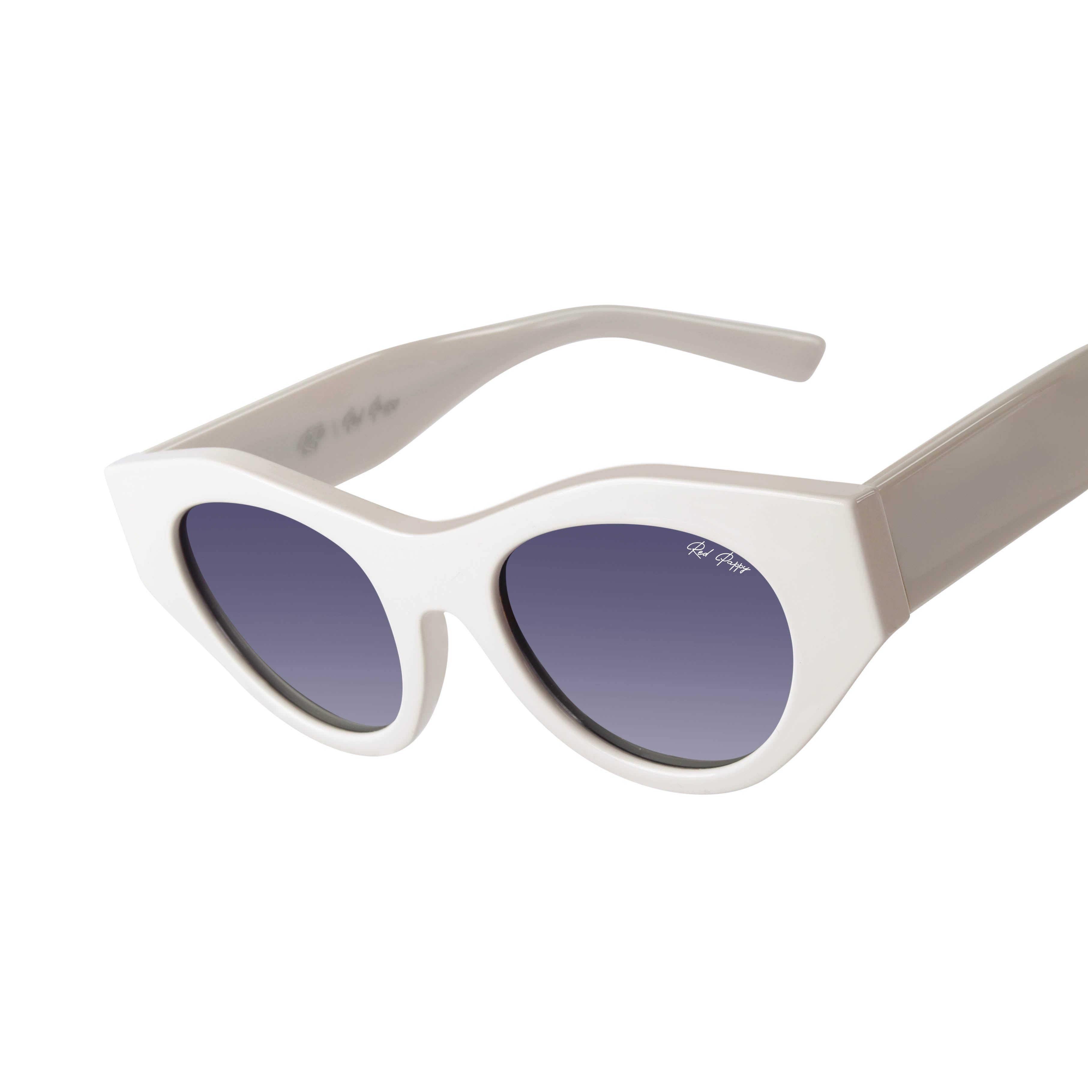 Jitter White Polarized Round Sunglasses