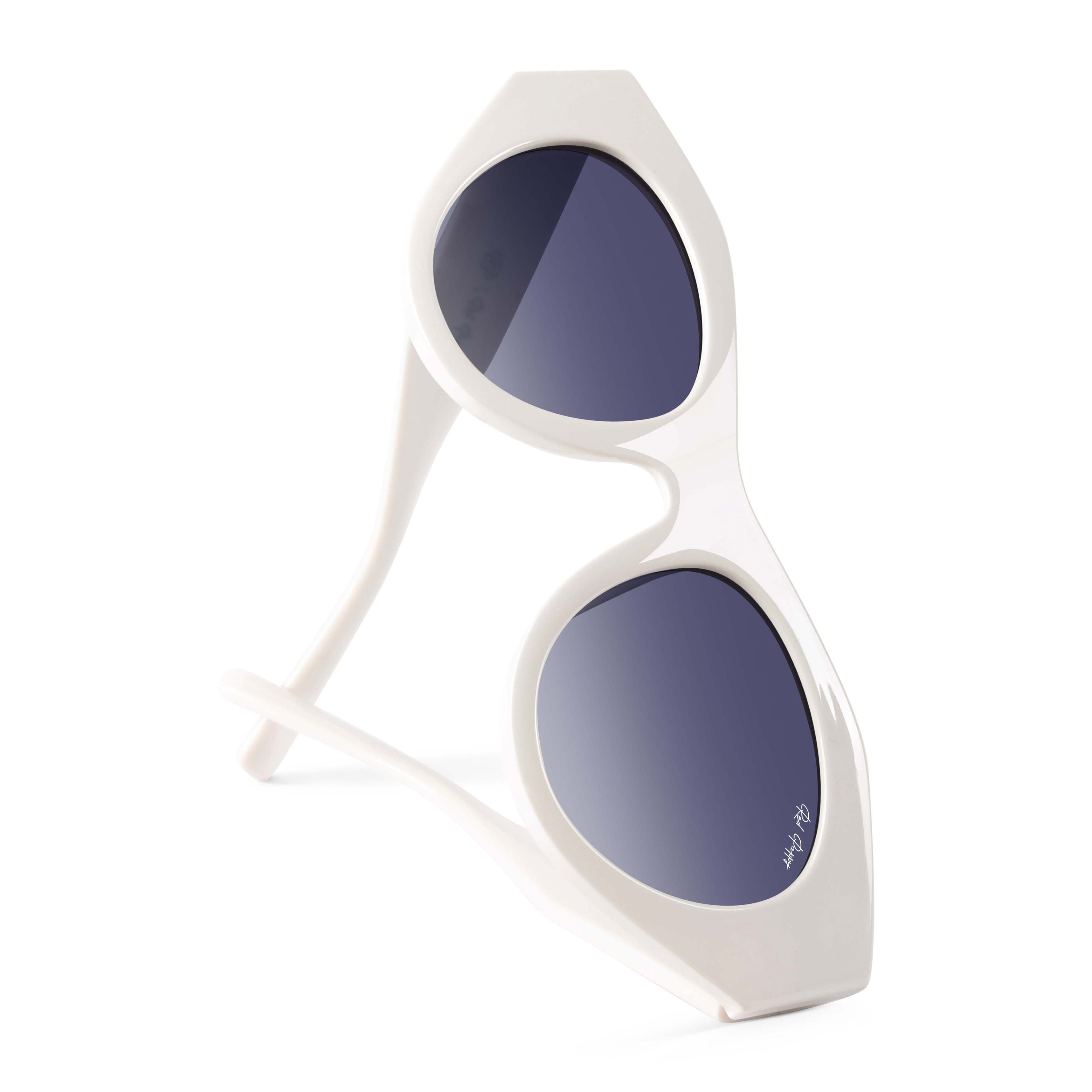 Jitter White Polarized Round Sunglasses