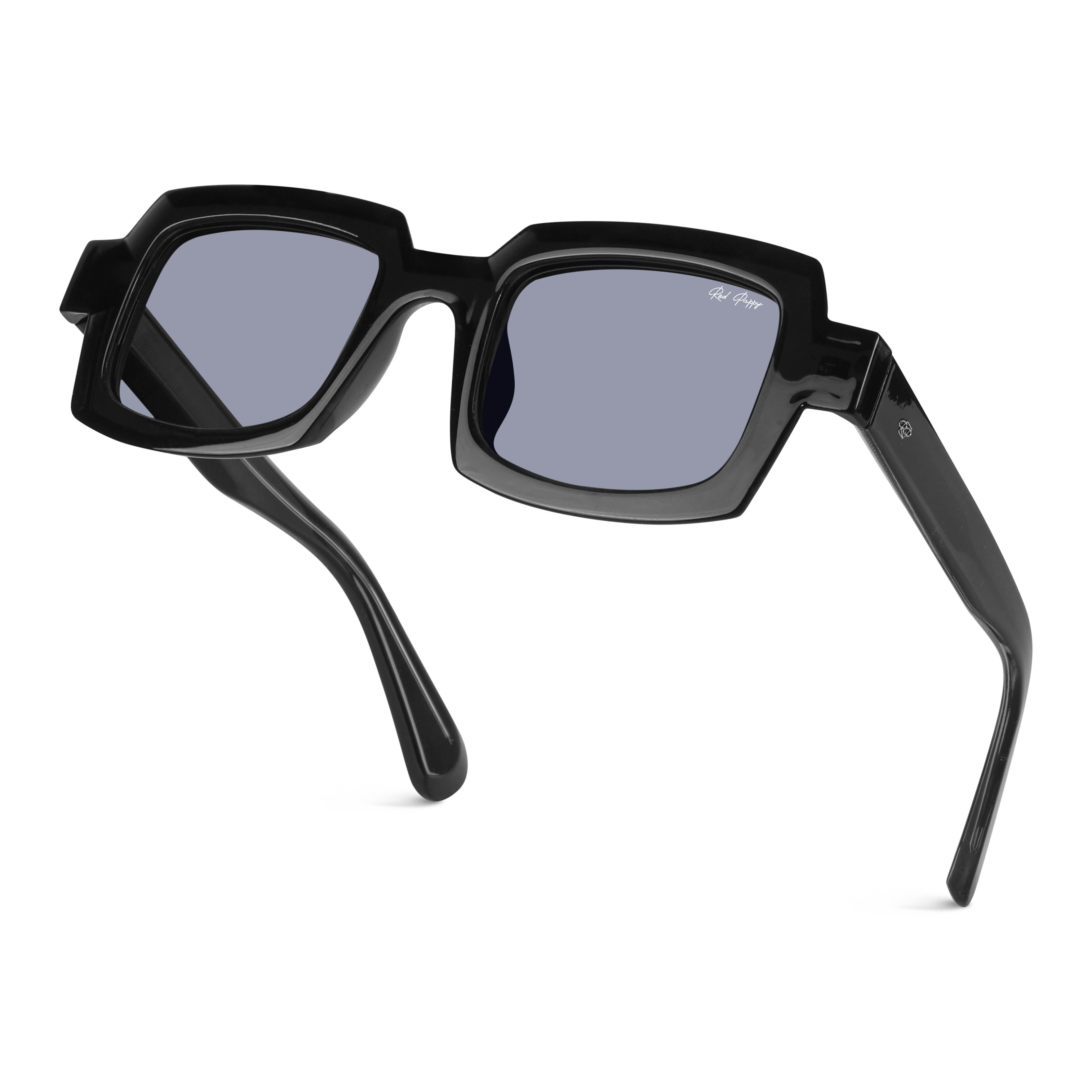 Posh Black Polarized Rectangle Sunglasses