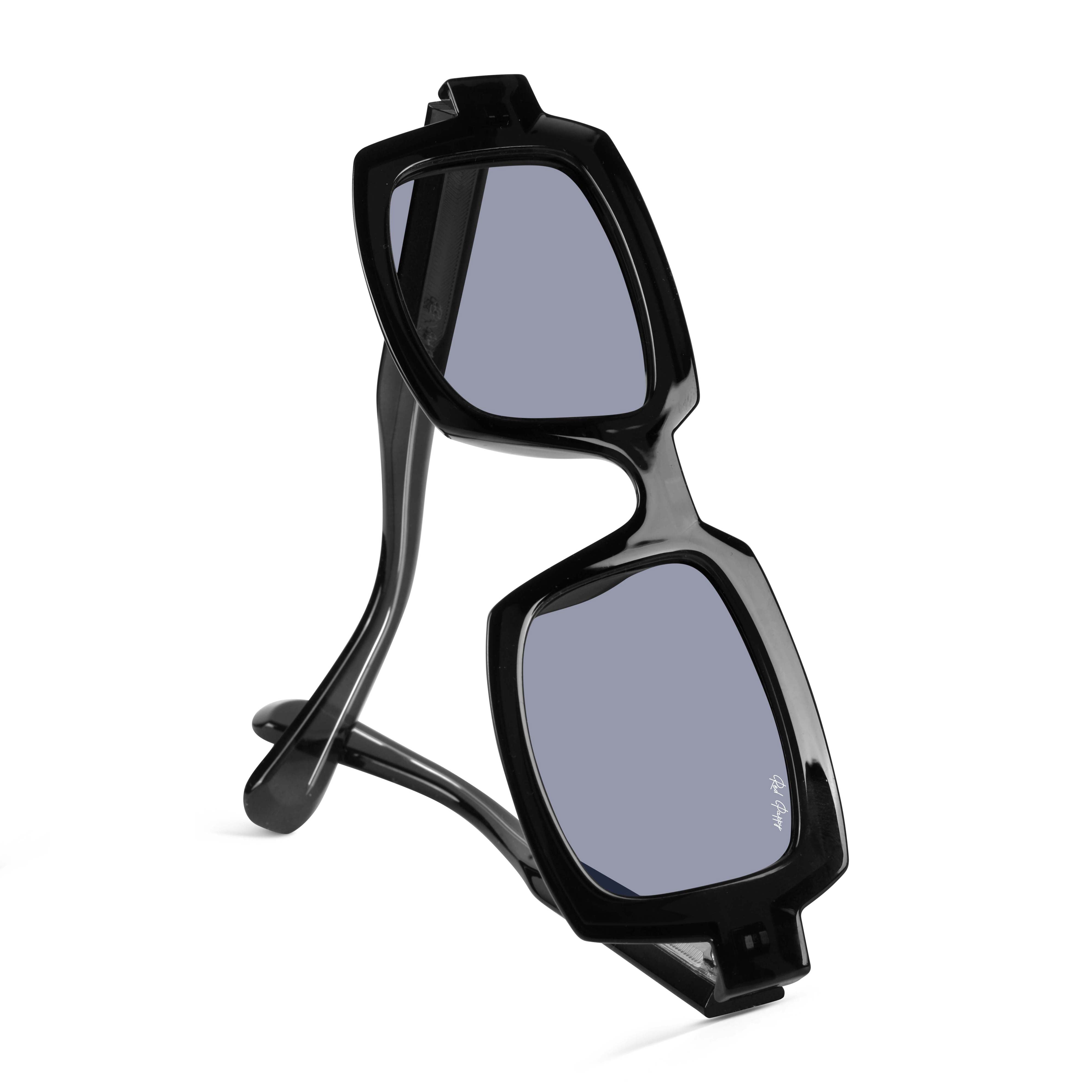 Posh Black Polarized Rectangle Sunglasses