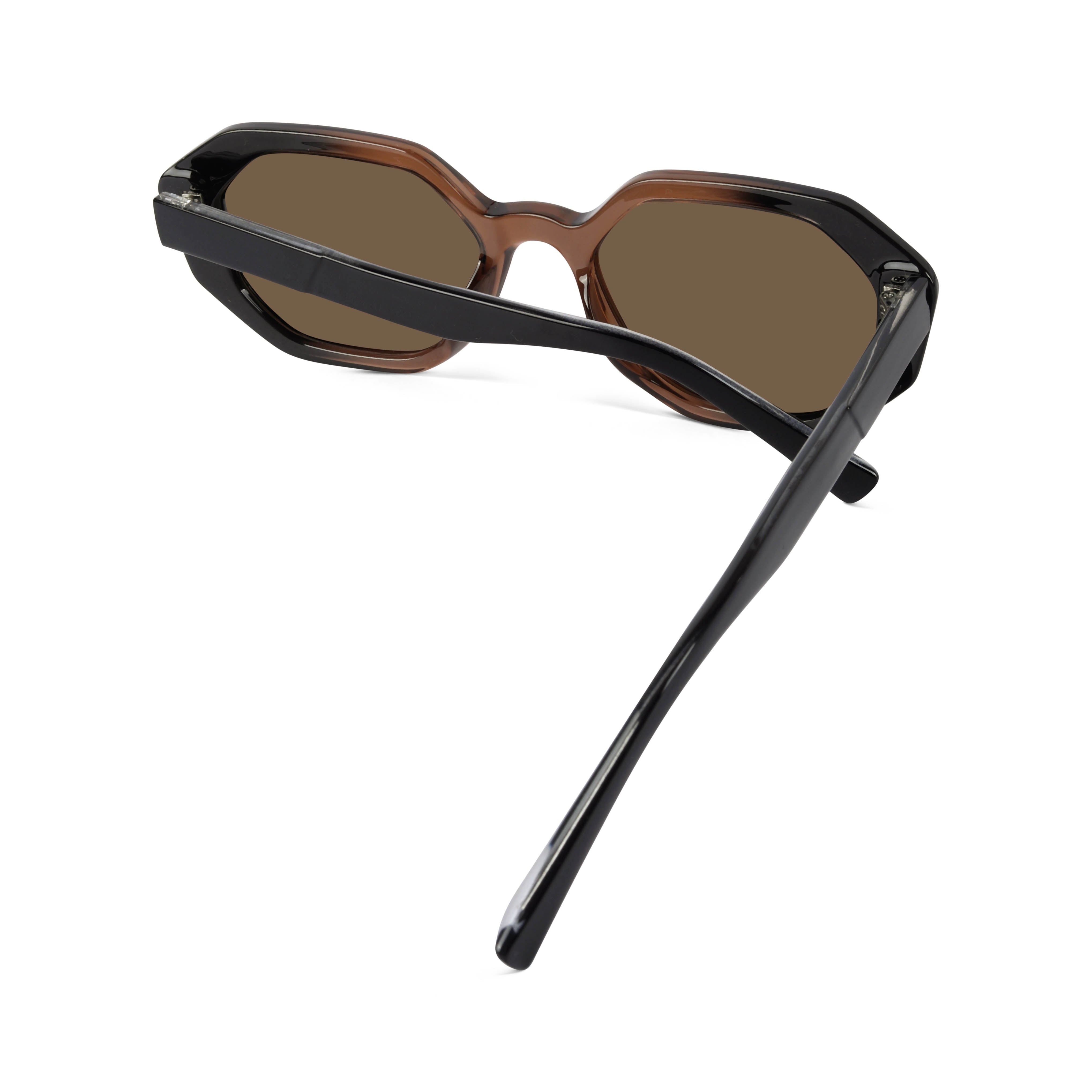 Rayvex Brown Polarized Hexagonal Sunglasses