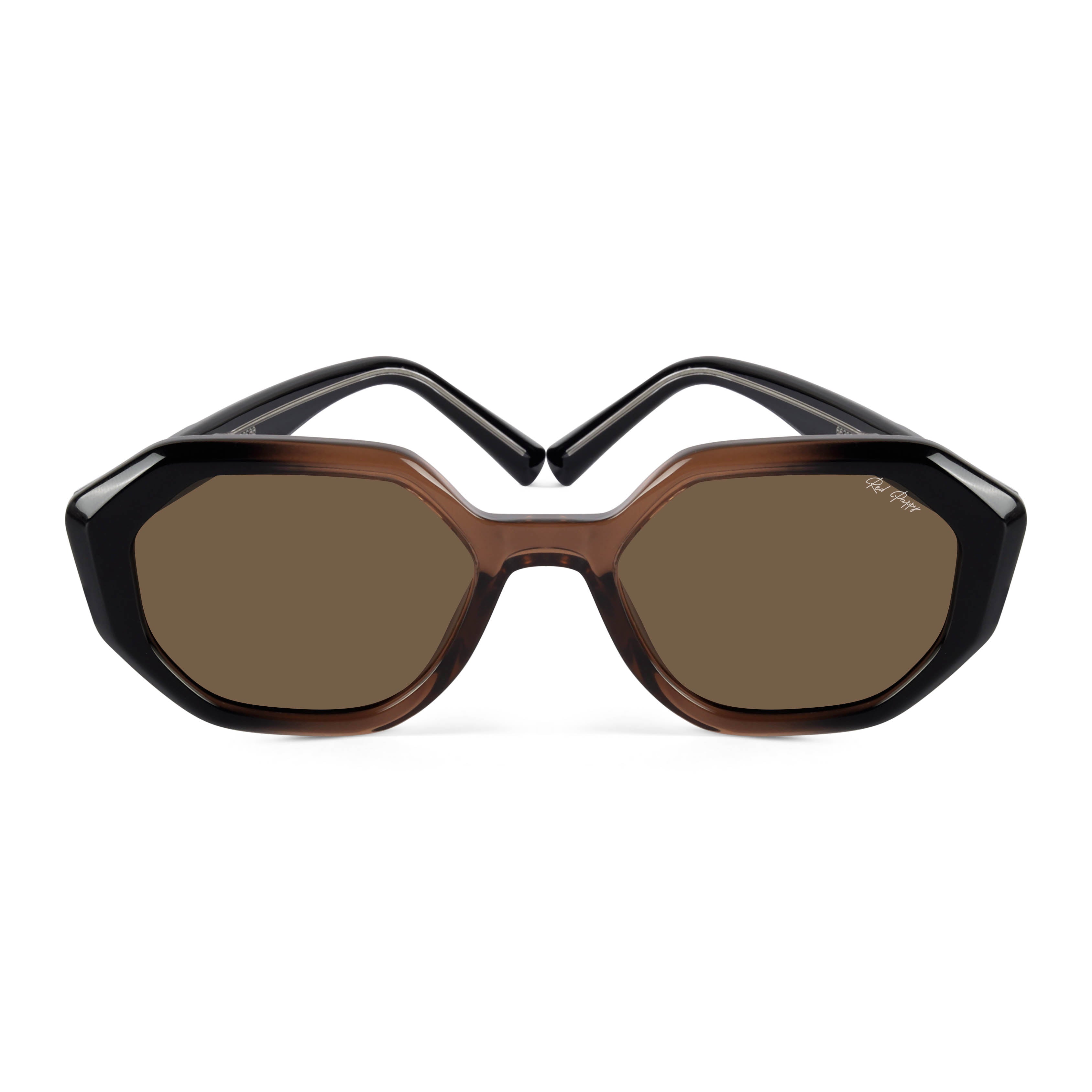 Rayvex Brown Polarized Hexagonal Sunglasses