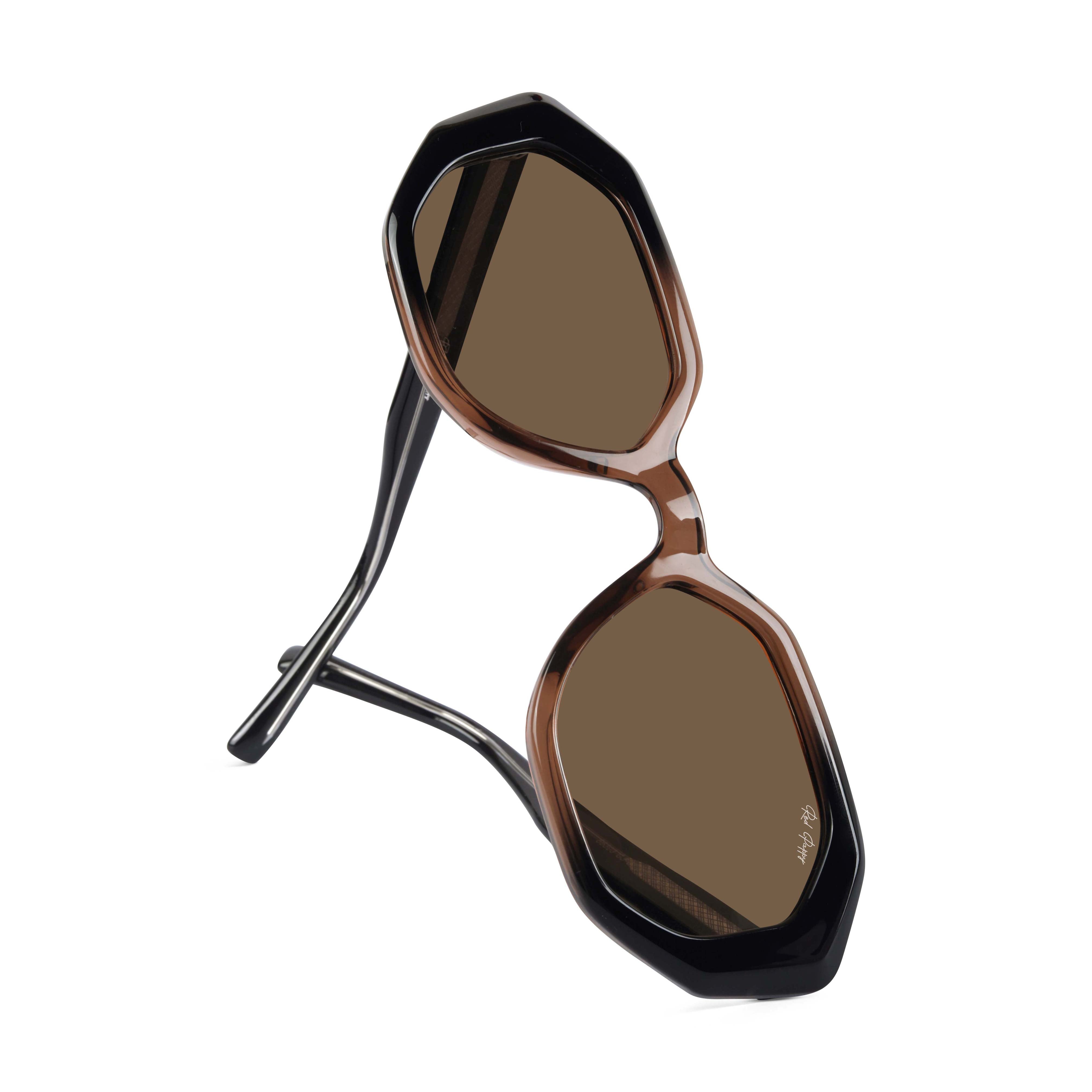 Rayvex Brown Polarized Hexagonal Sunglasses