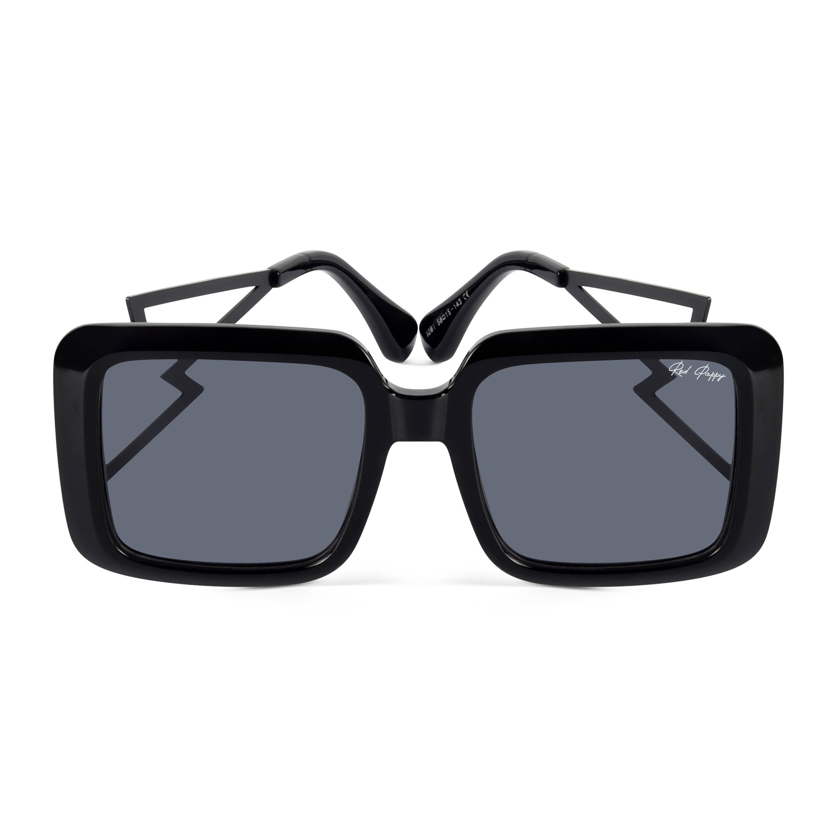 Rayvora Black Oversized Sunglasses