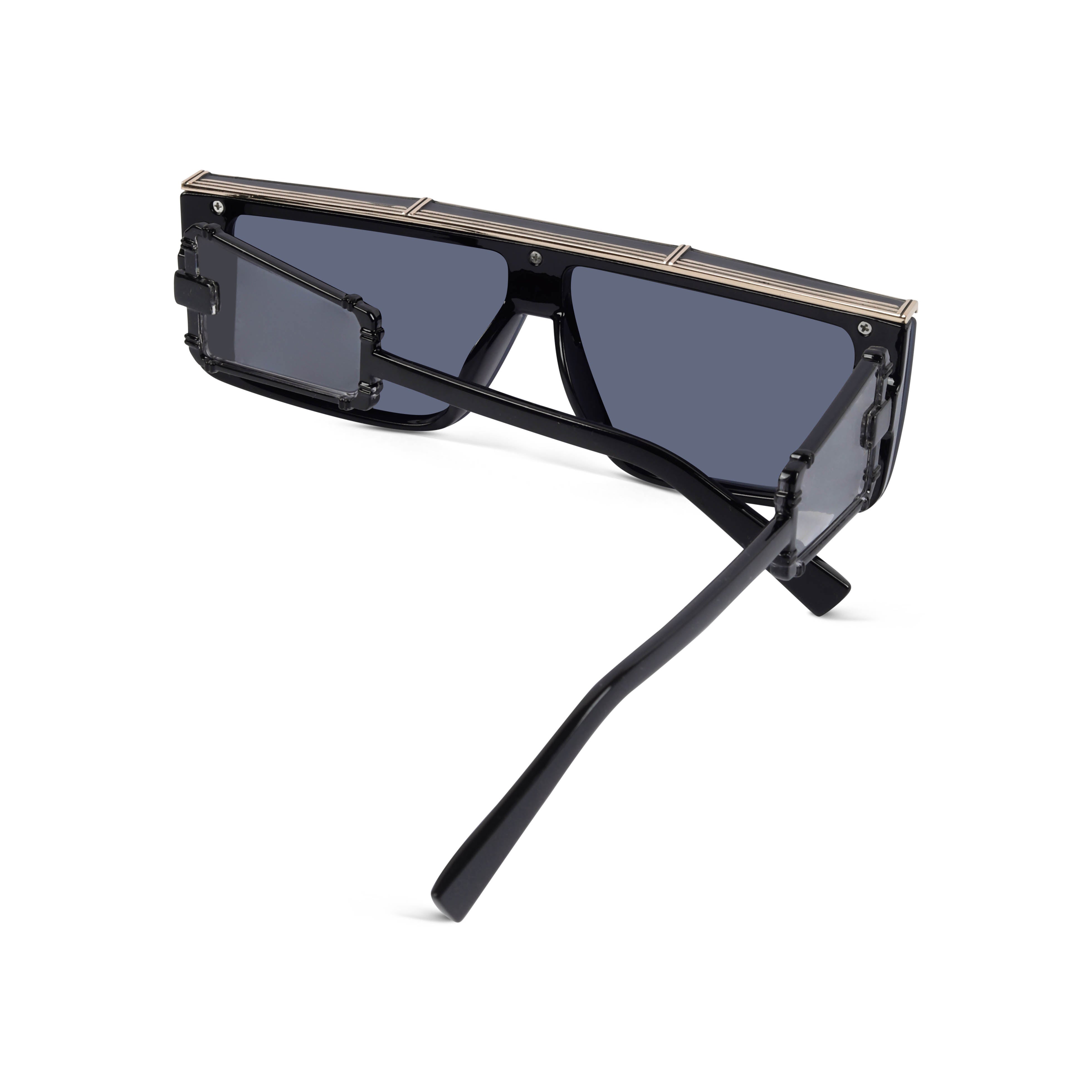 Riff Black Rectangle Sunglasses