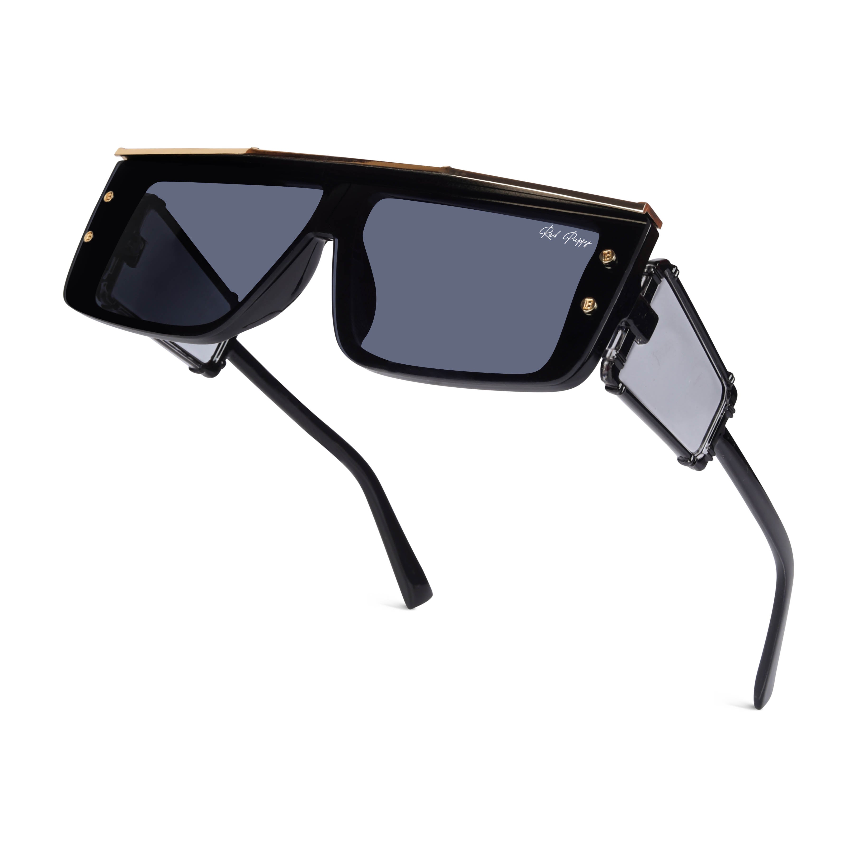 Riff Black Rectangle Sunglasses