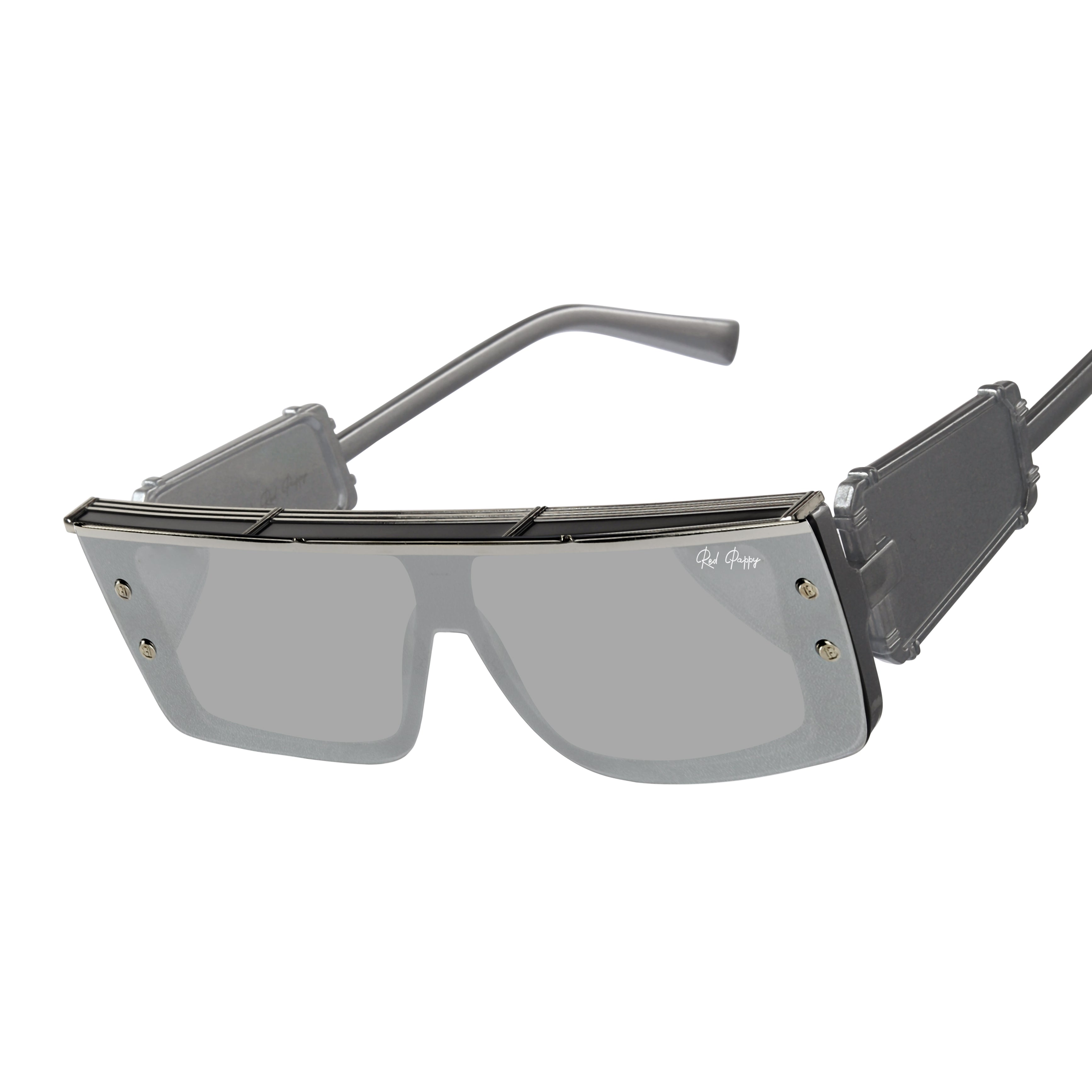 Red Pappy Riff Grey Rectangle Sunglasses