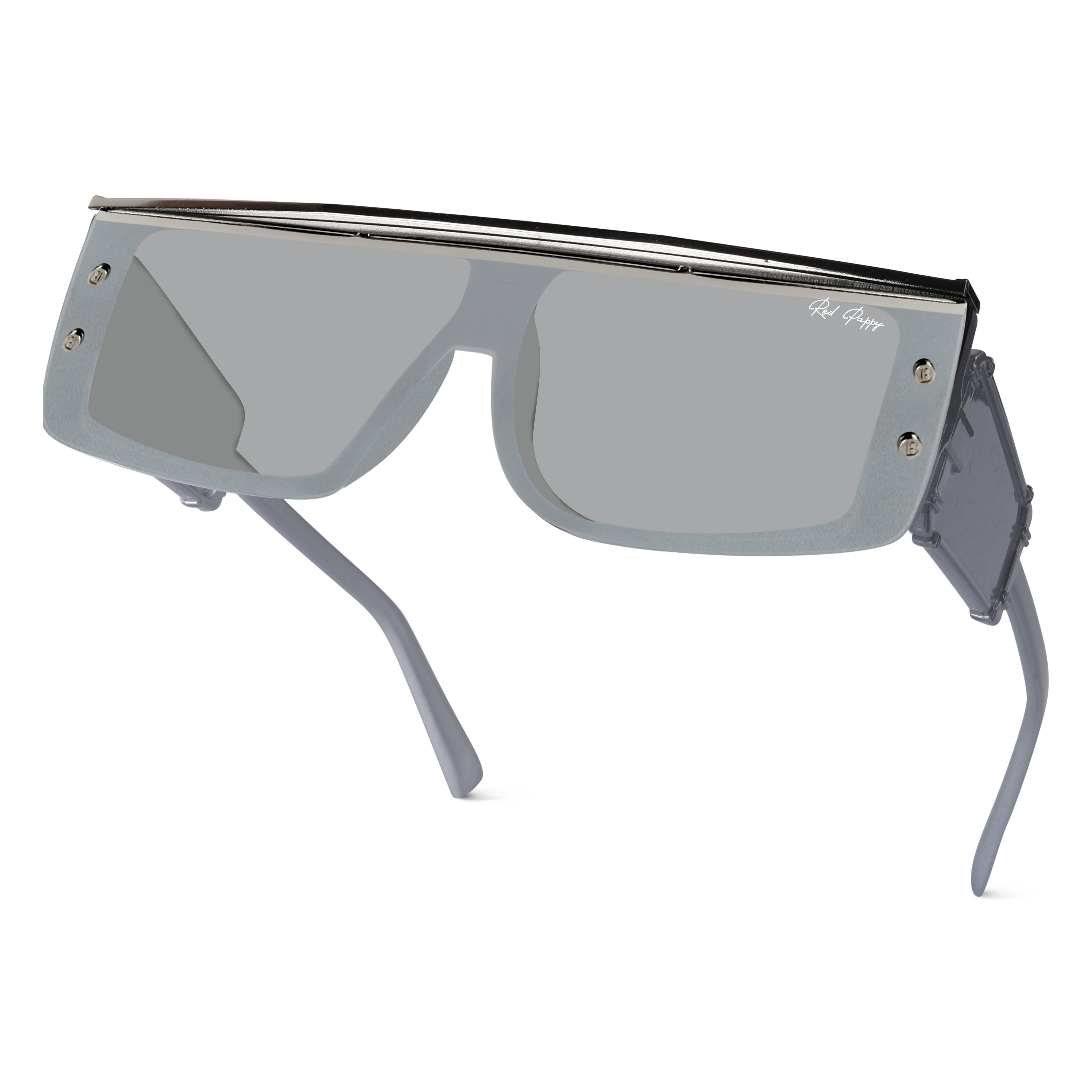 Red Pappy Riff Grey Rectangle Sunglasses