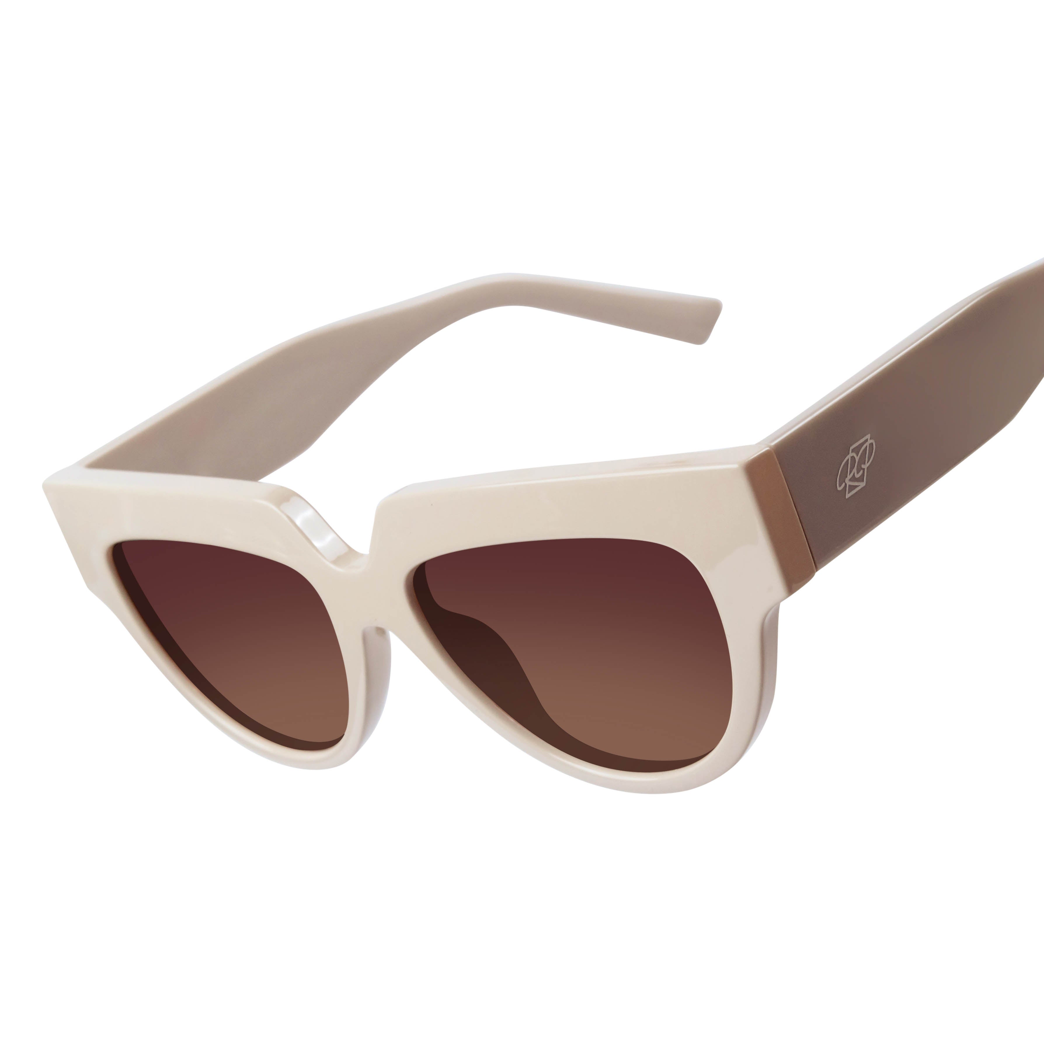 Sunscape Off White Polarized Round Sunglasses