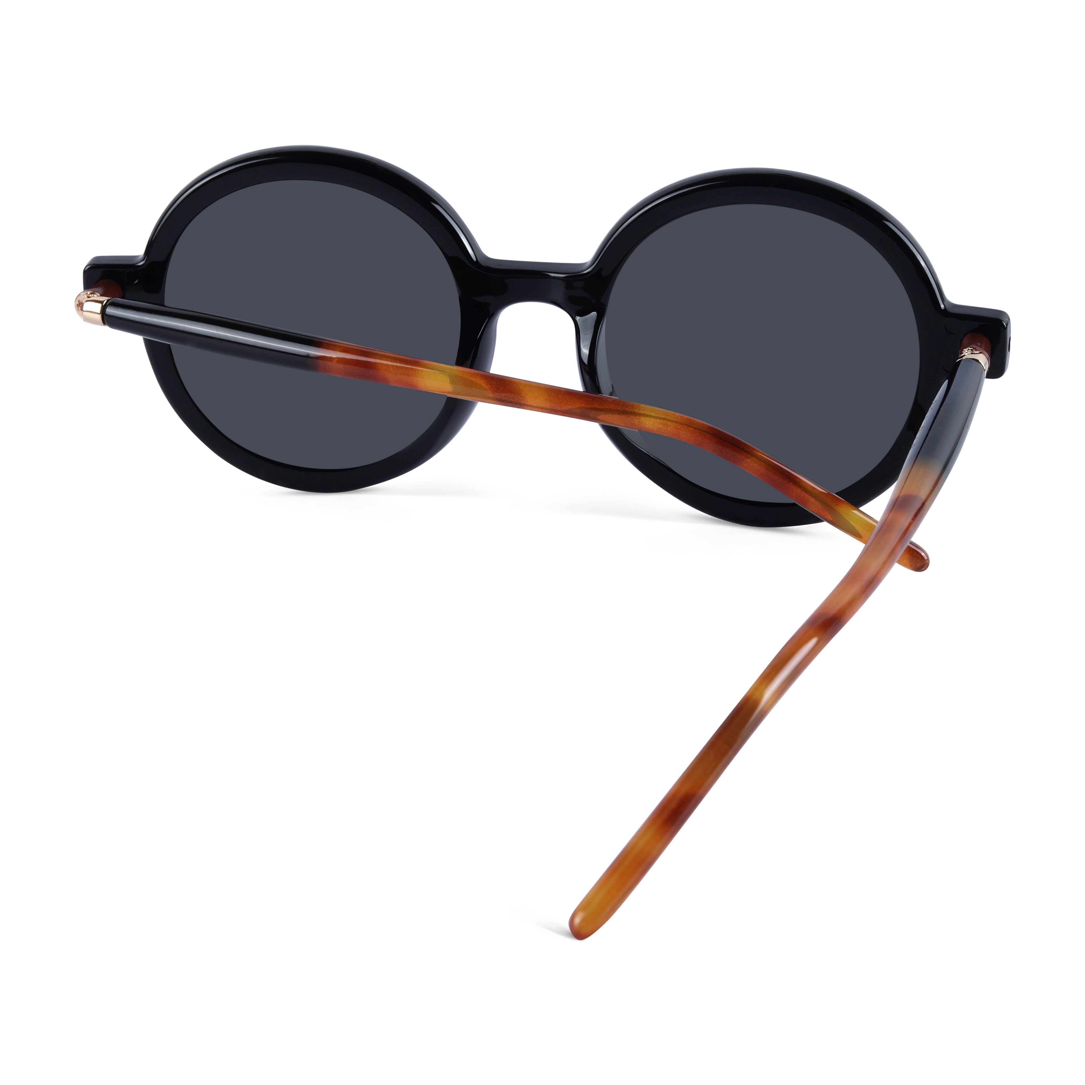 Swirl Black Round Sunglasses