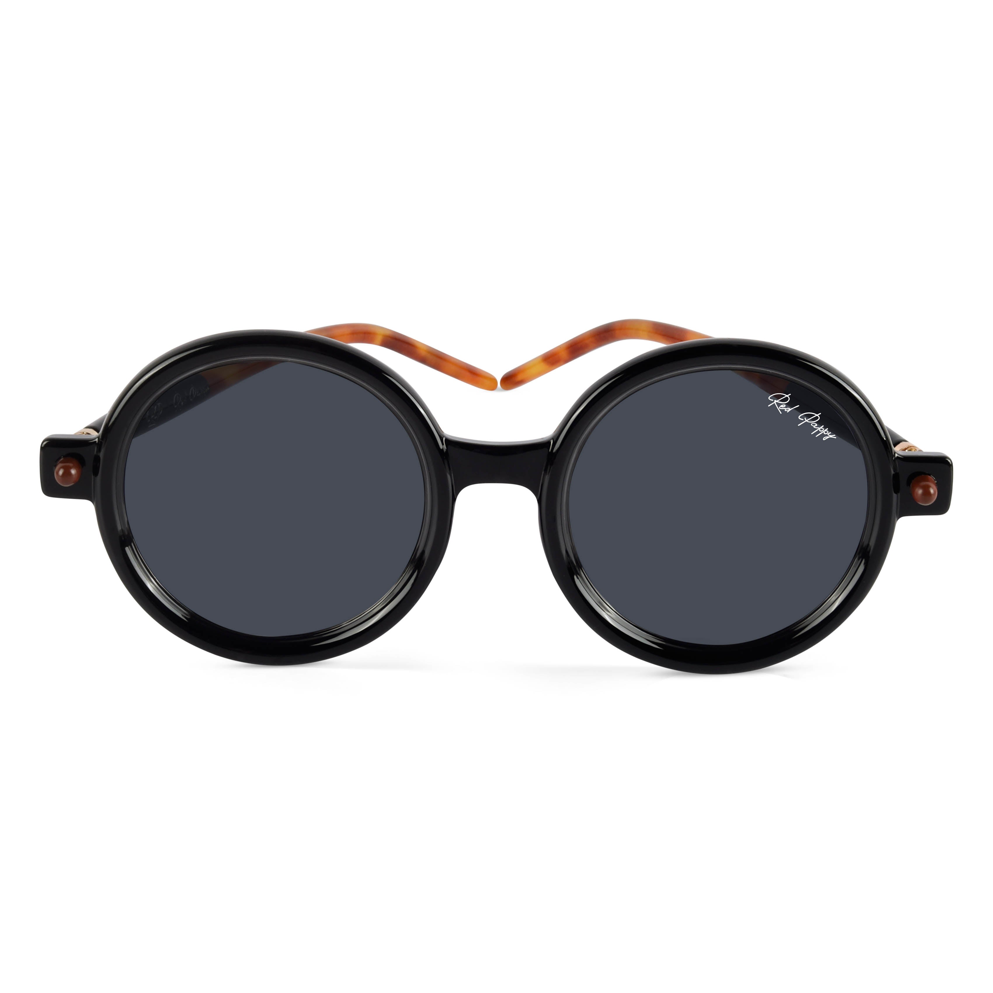 Swirl Black Round Sunglasses