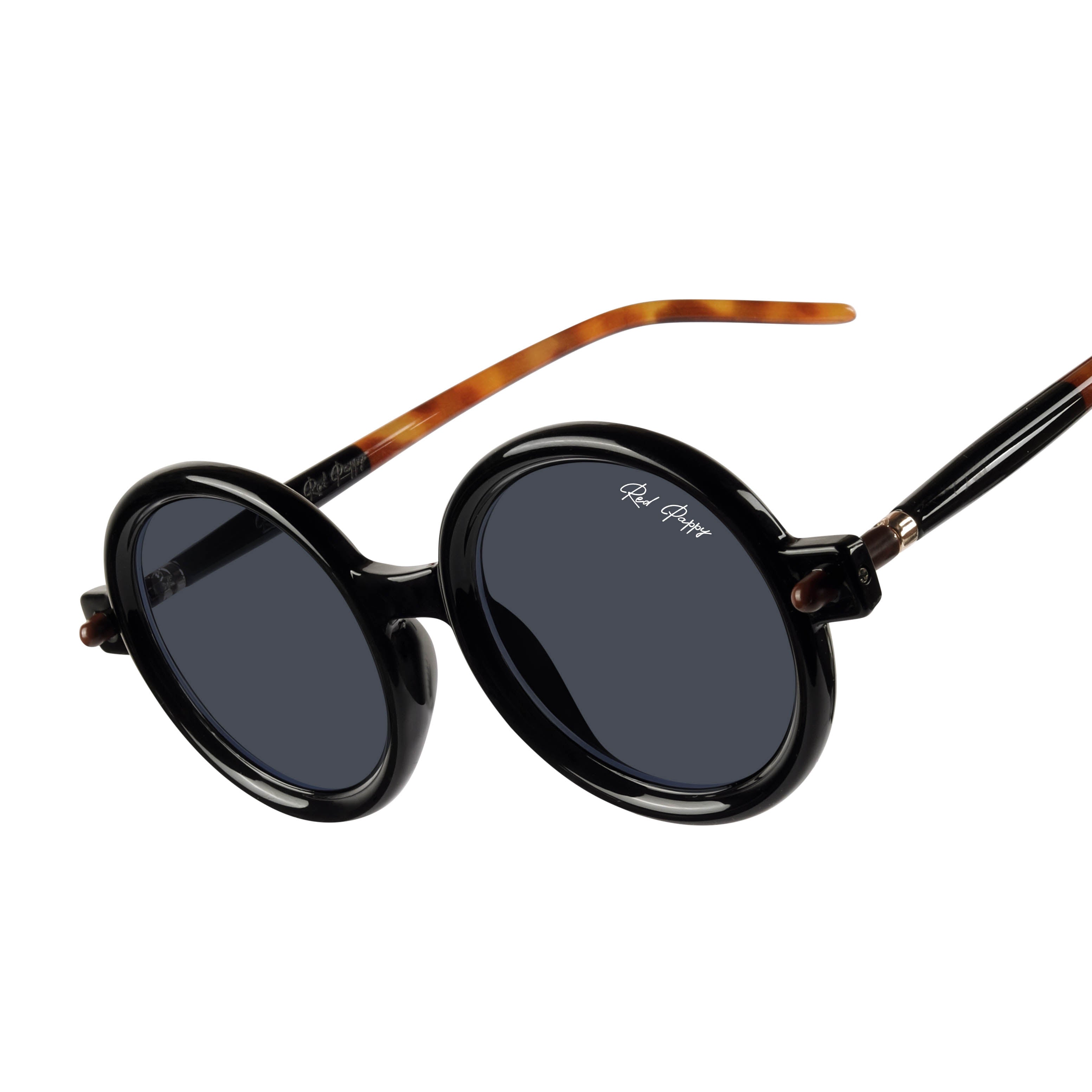 Swirl Black Round Sunglasses