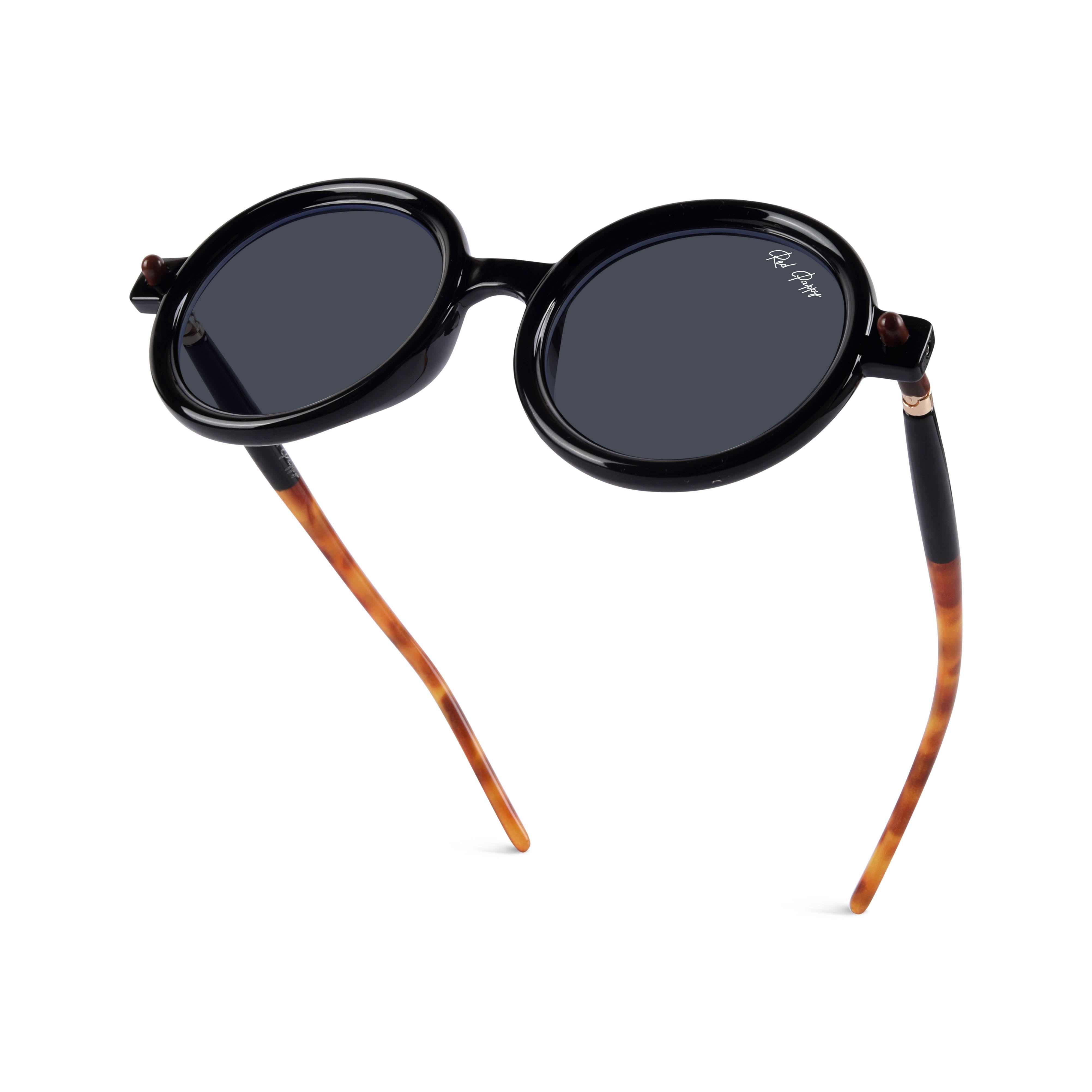 Swirl Black Round Sunglasses