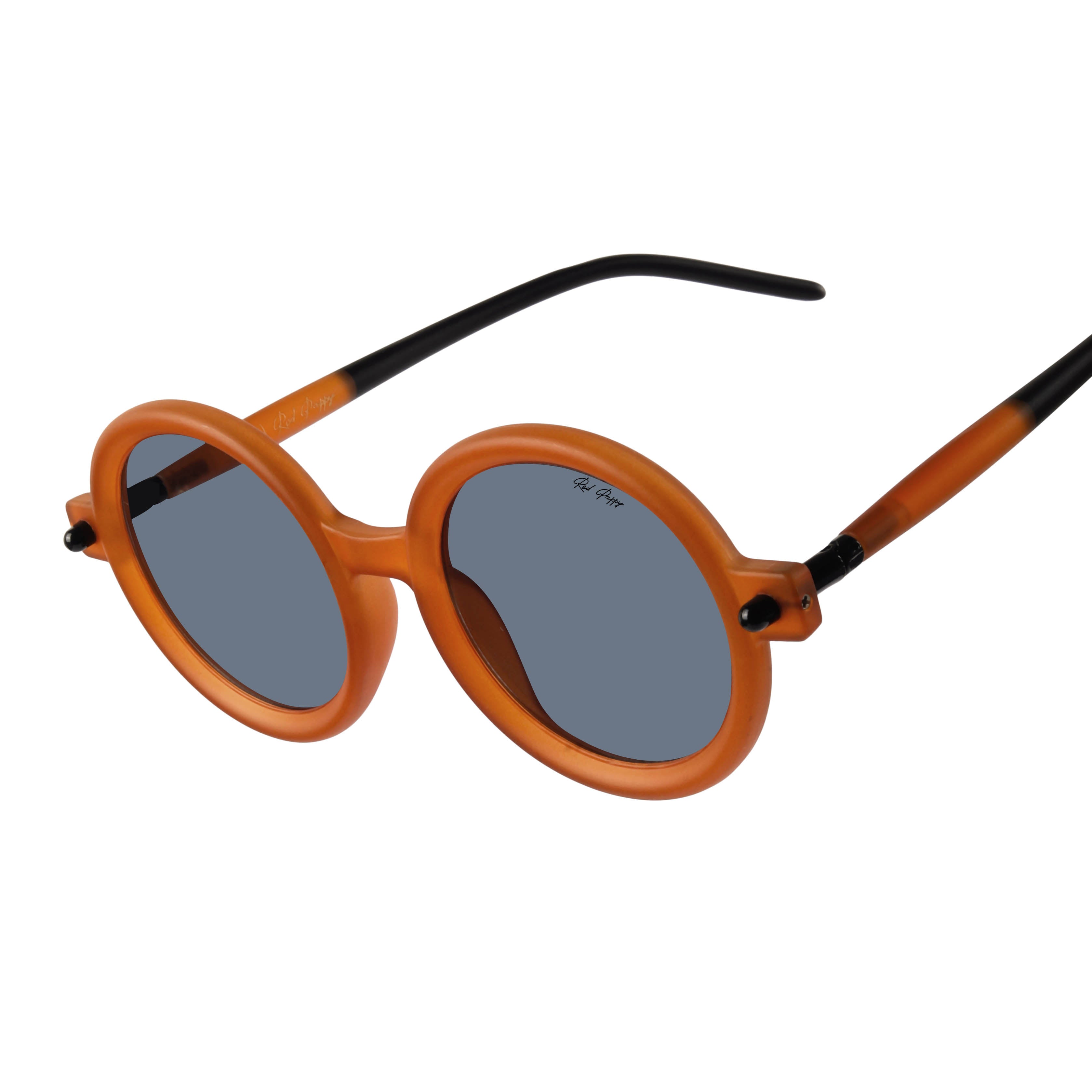 Red Pappy Swirl Orange Round Sunglasses