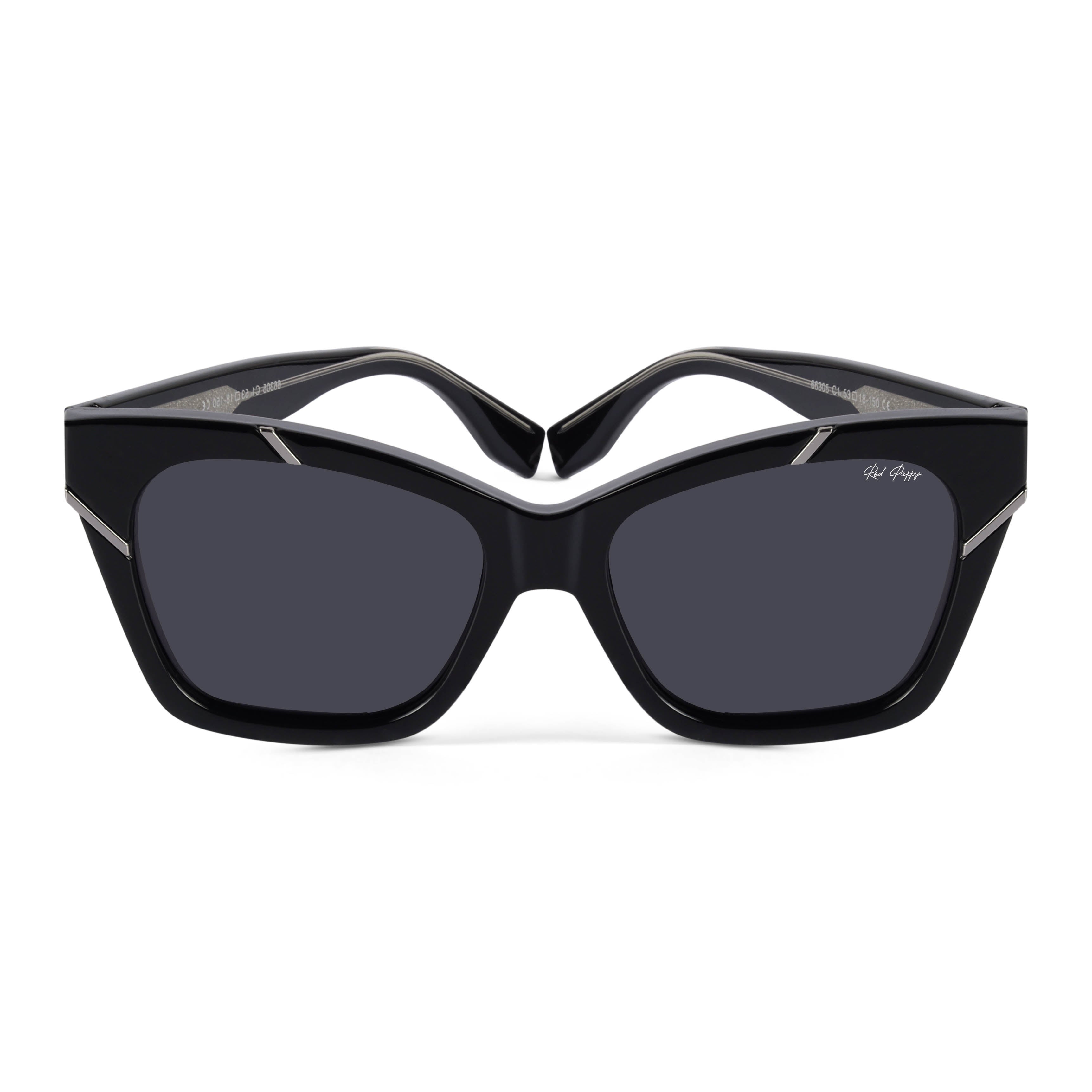 Zylara Black Polarized Cateye Sunglasses