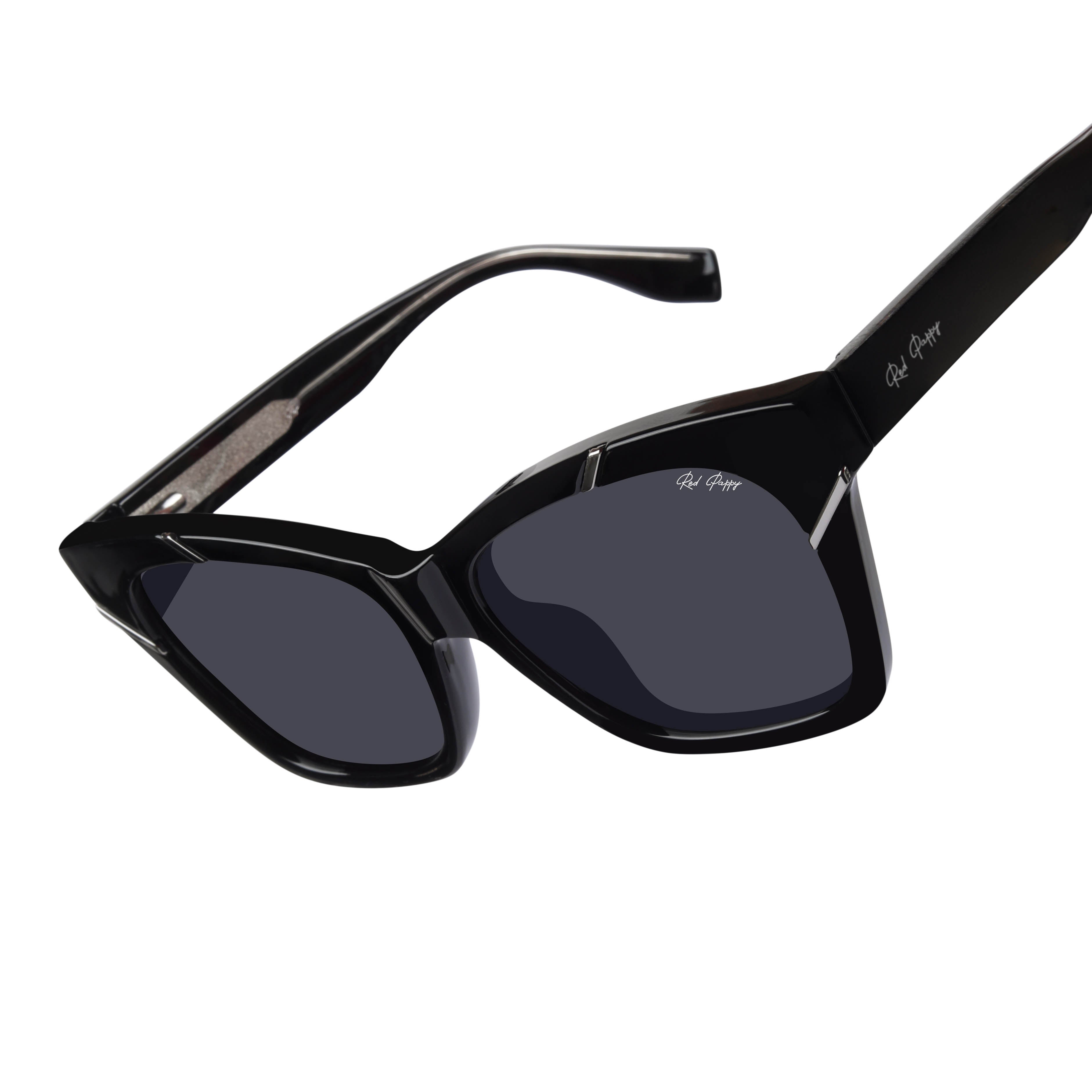 Zylara Black Polarized Cateye Sunglasses