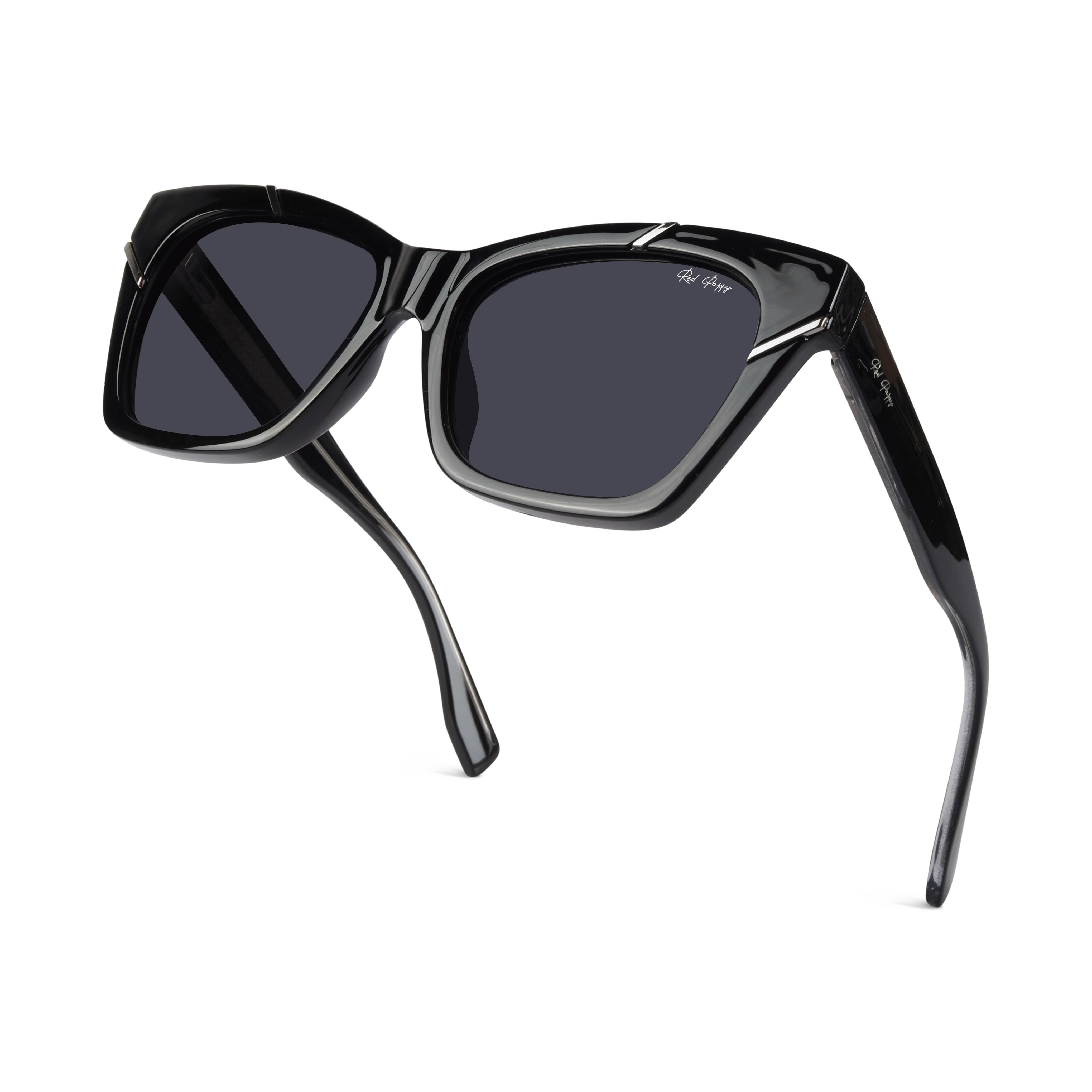 Zylara Black Polarized Cateye Sunglasses