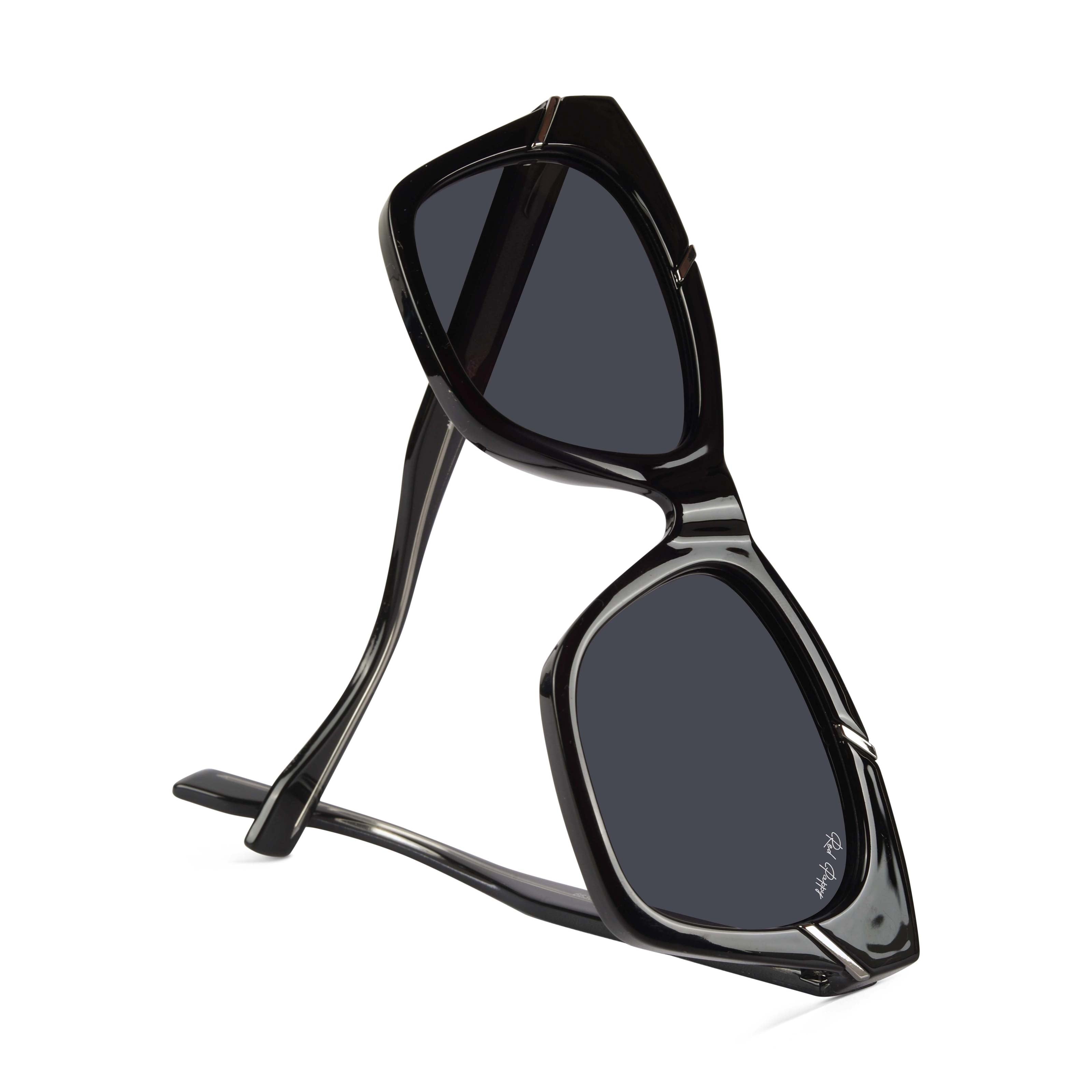 Zylara Black Polarized Cateye Sunglasses