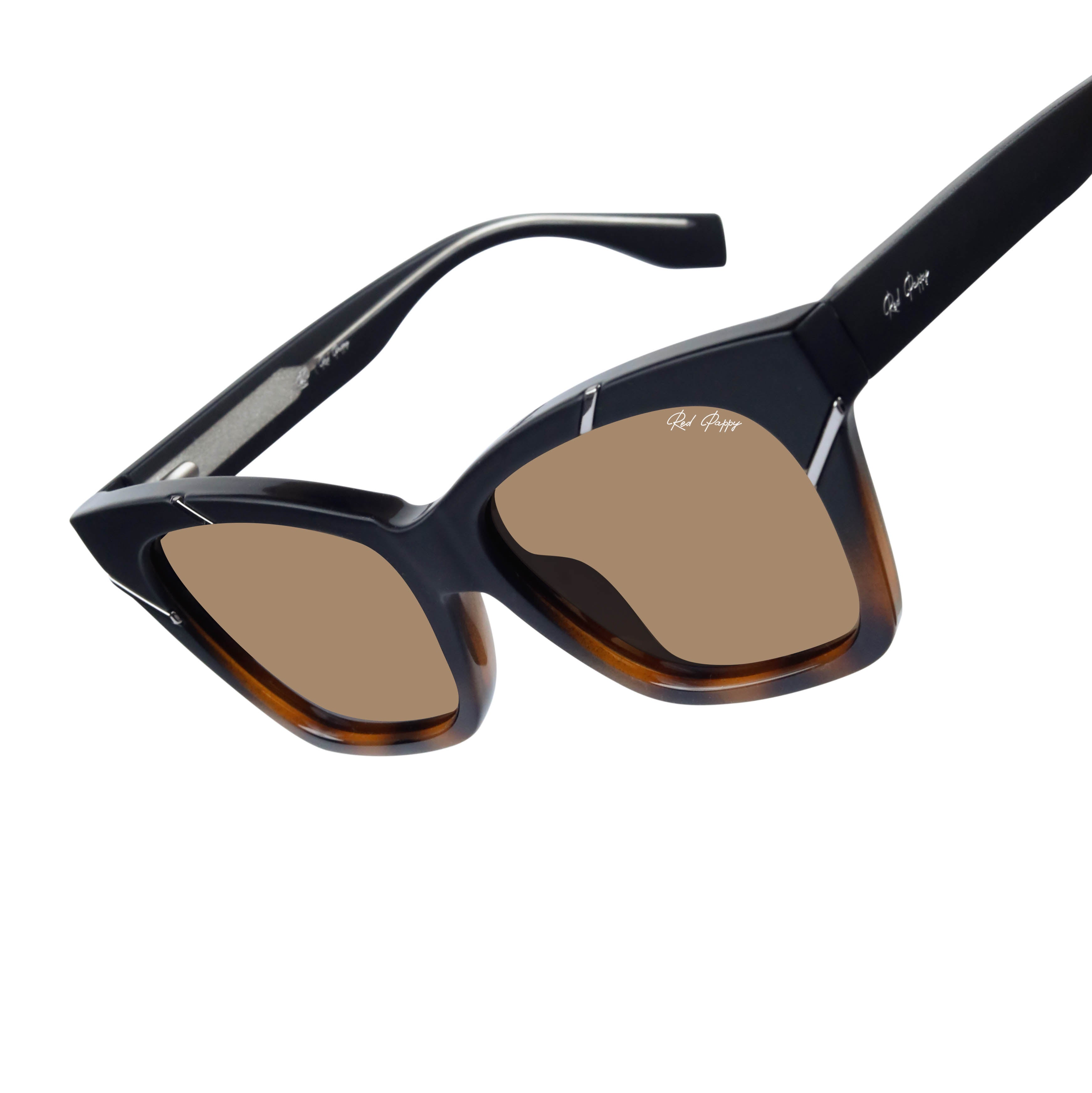 Zylara Brown Polarized Cateye Sunglasses